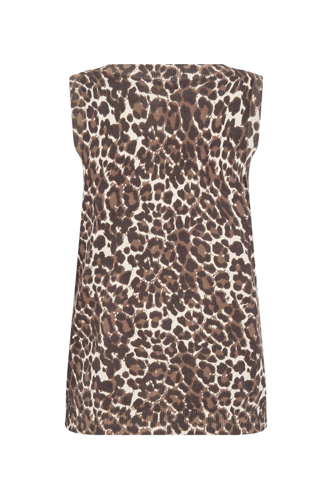 Sati Animal Print Cotton Knit Sleeveless Jumper - Hot Fudge Combi - Image 2