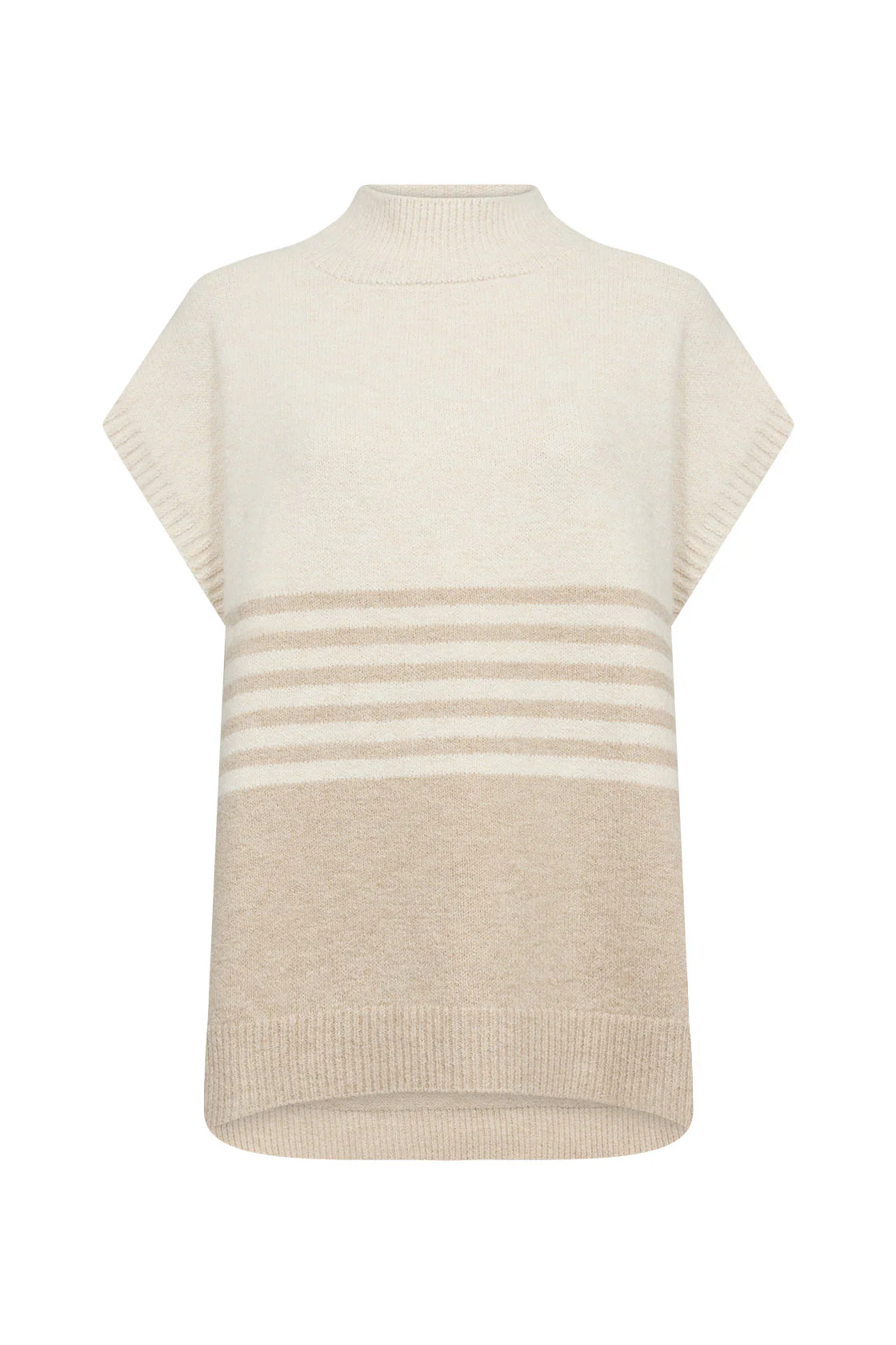 Selvi Knitted Drop Shoulder Jumper - Sand Melange Combi