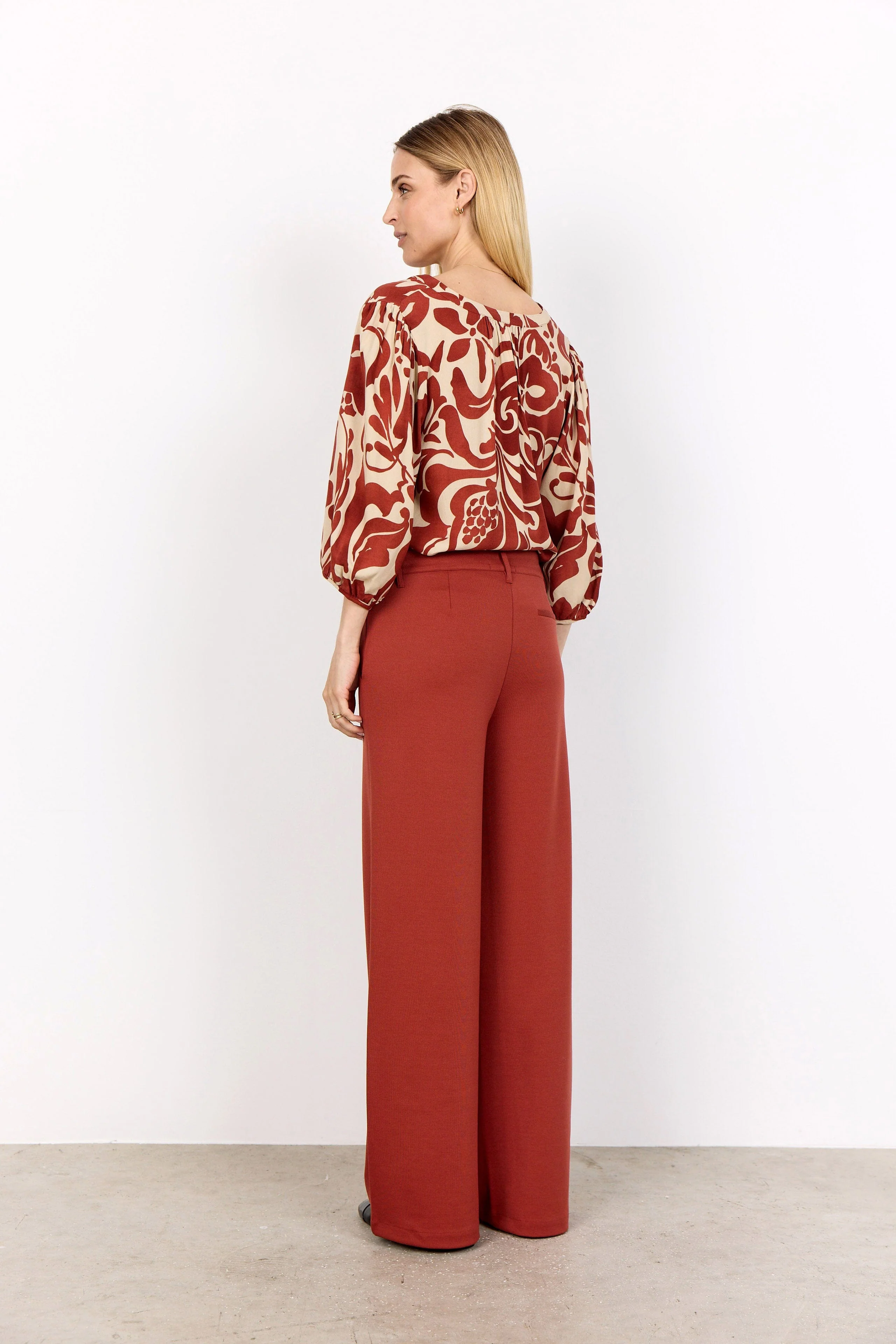 Senta Printed Blouse - Mineral Red Combi - Image 4