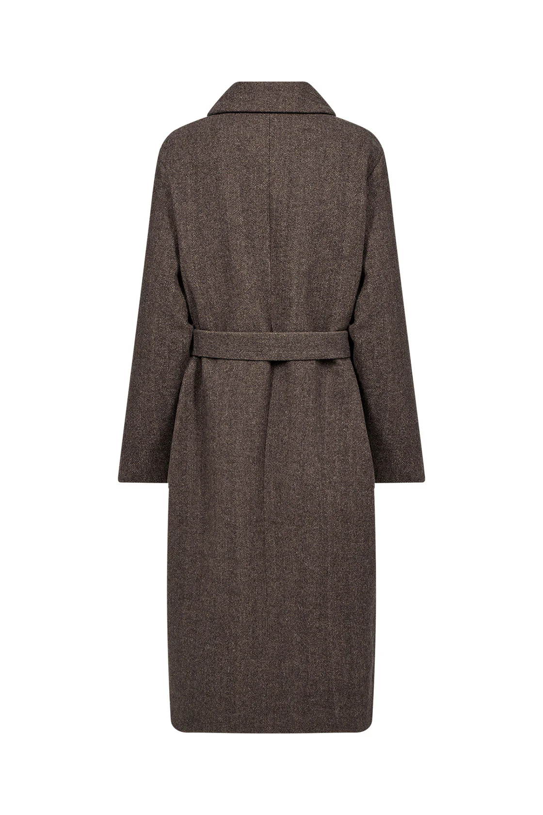 Shakira Wool Blend Belted Longline Coat - Hot Fudge Combi - Image 7