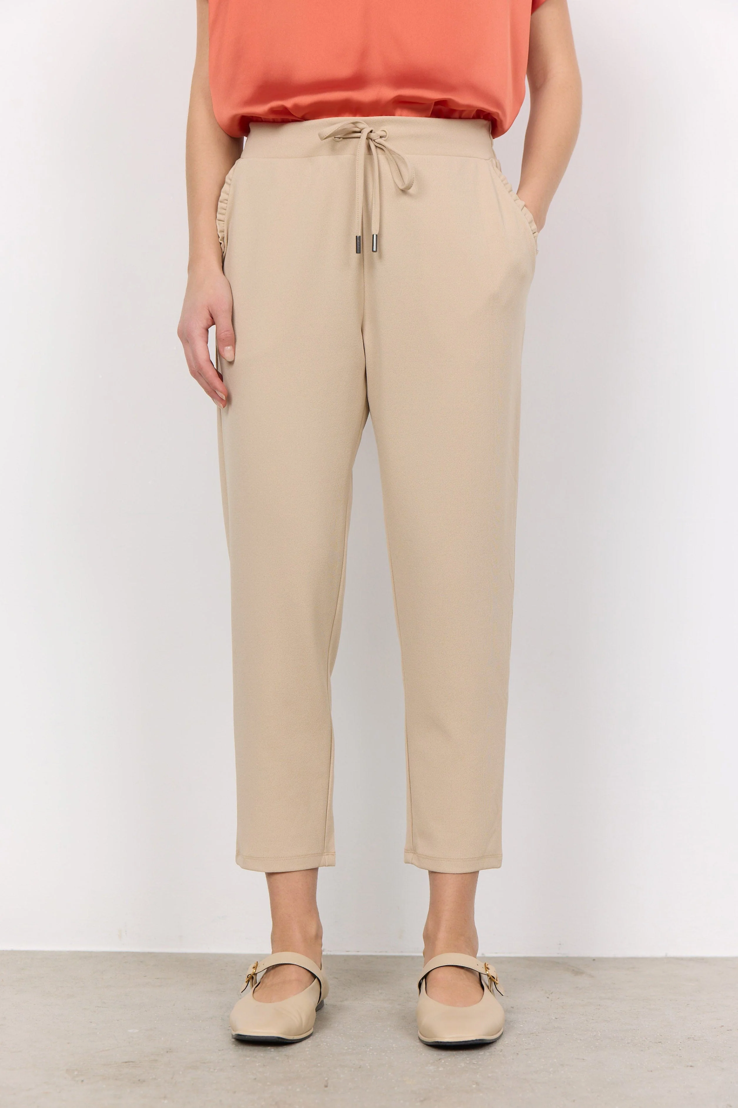 Siham Elastic Waist Trousers - Sand - Image 2