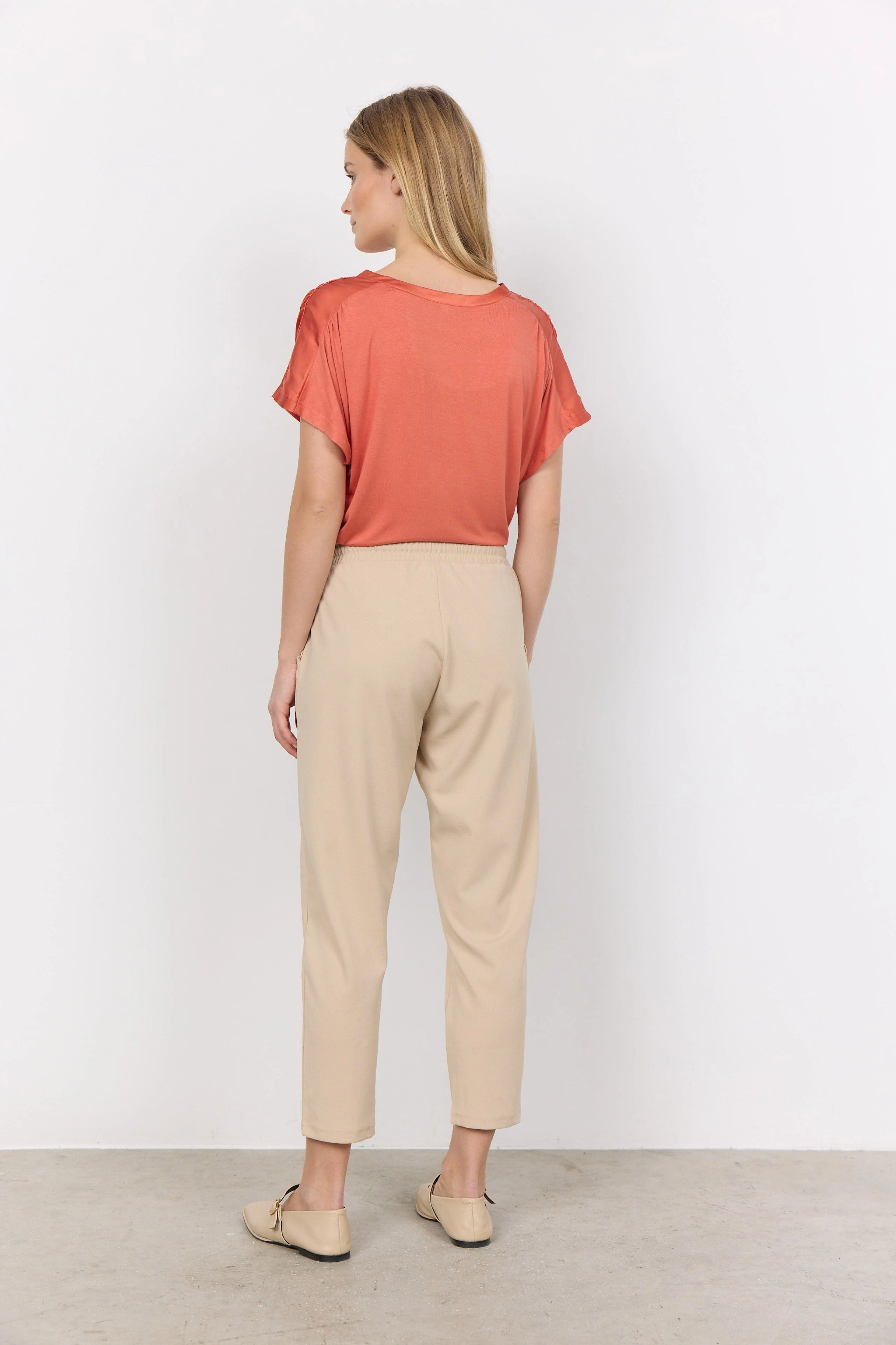 Siham Elastic Waist Trousers - Sand - Image 4