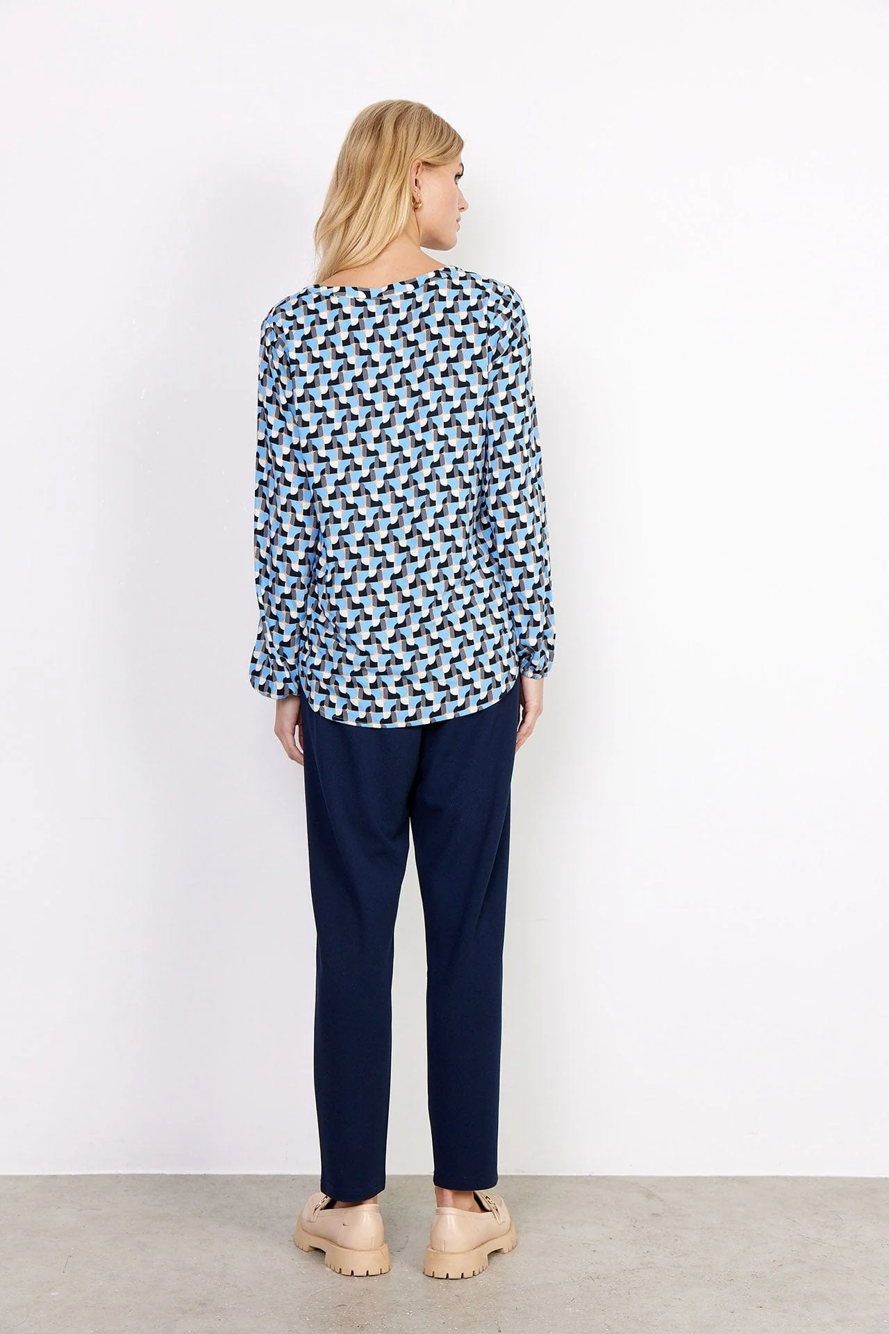 Siham Stretch Waist Trousers - Navy - Image 3