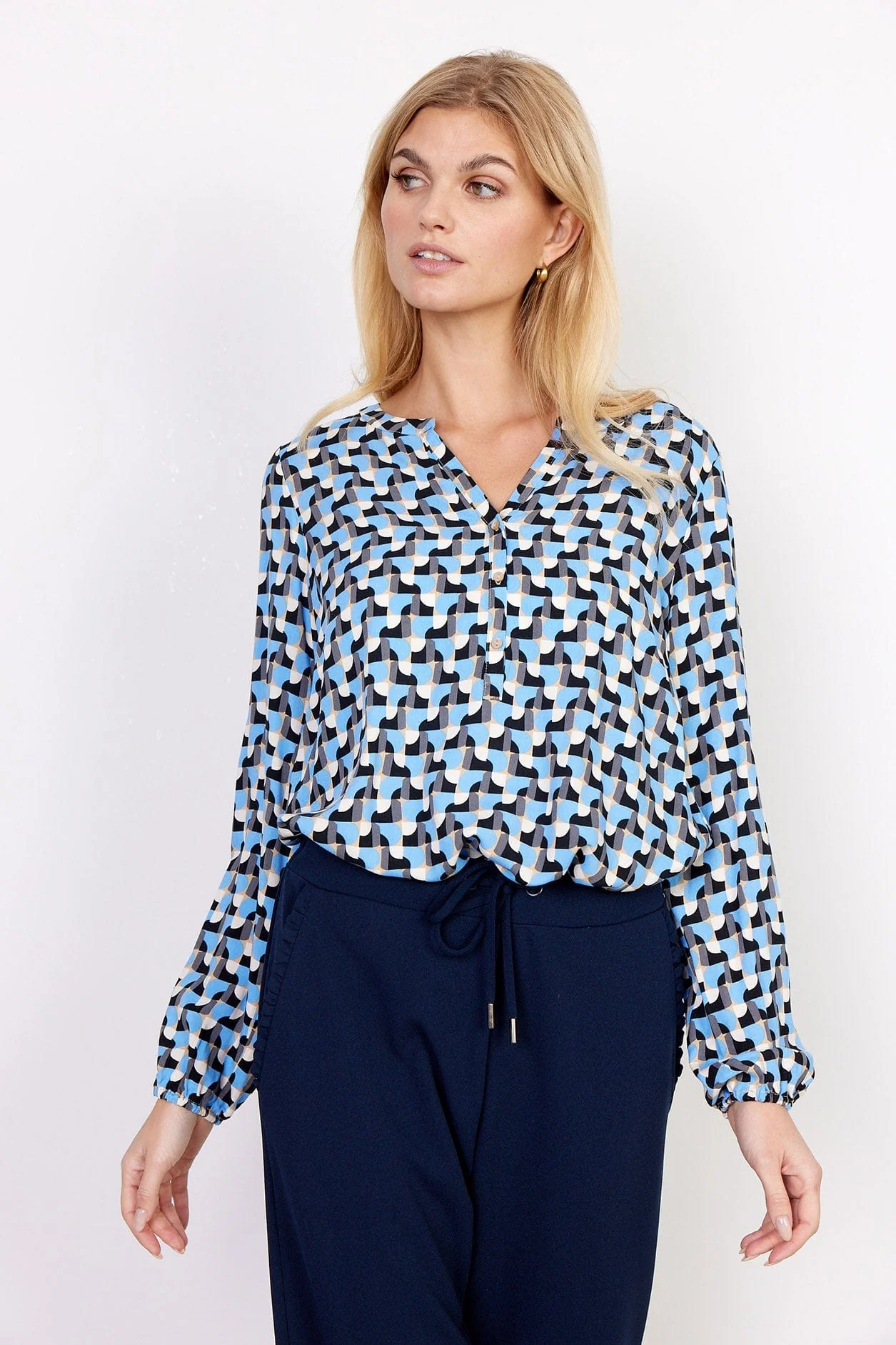 Siham Stretch Waist Trousers - Navy - Image 4