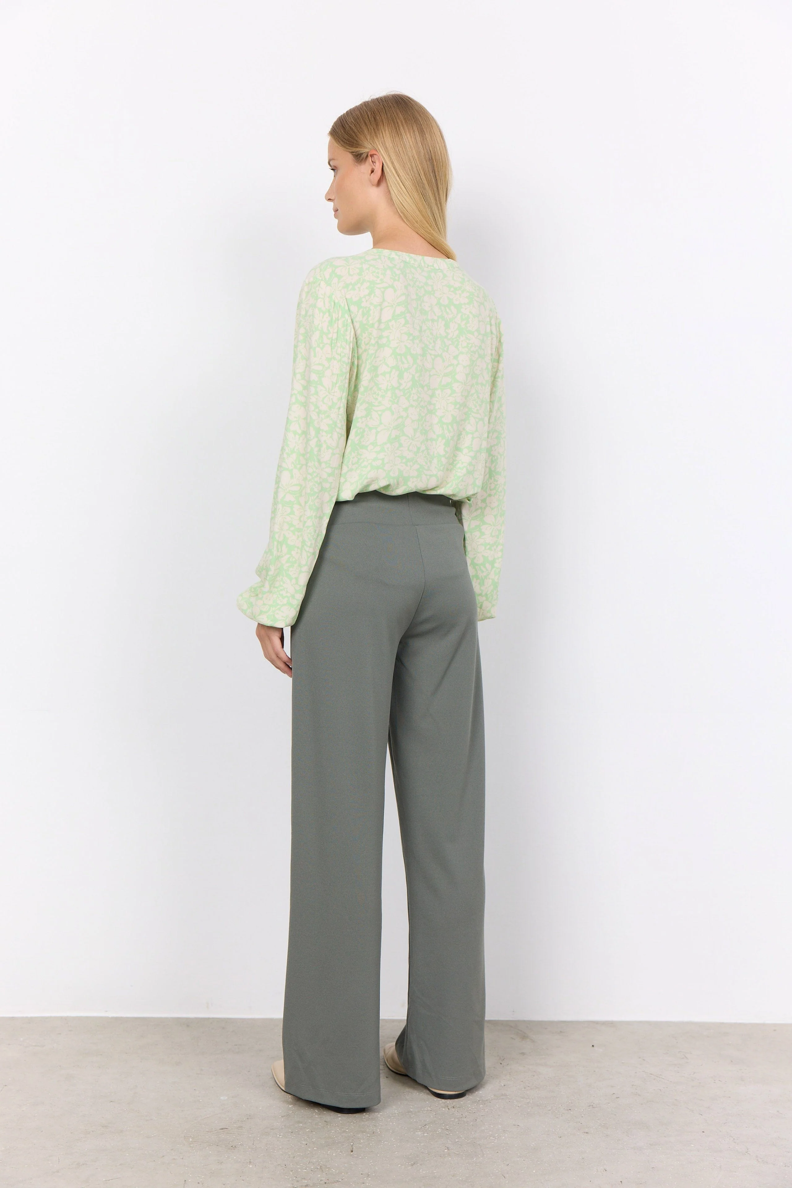 Siham Wide Leg Elastic Waist Trousers - Misty - Image 5