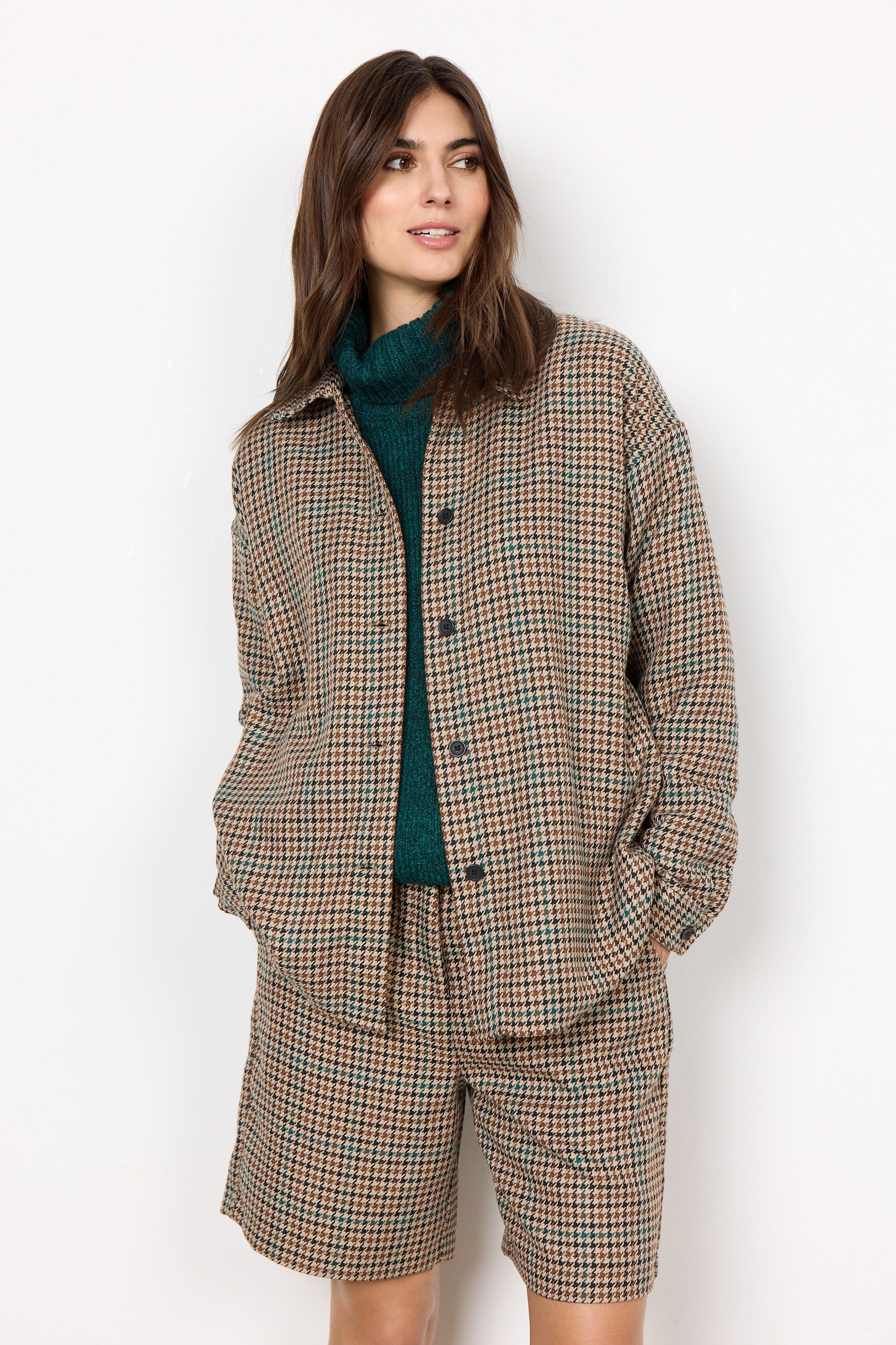 Tatyane Houndstooth Overshirt - Coffee Combi - Image 4