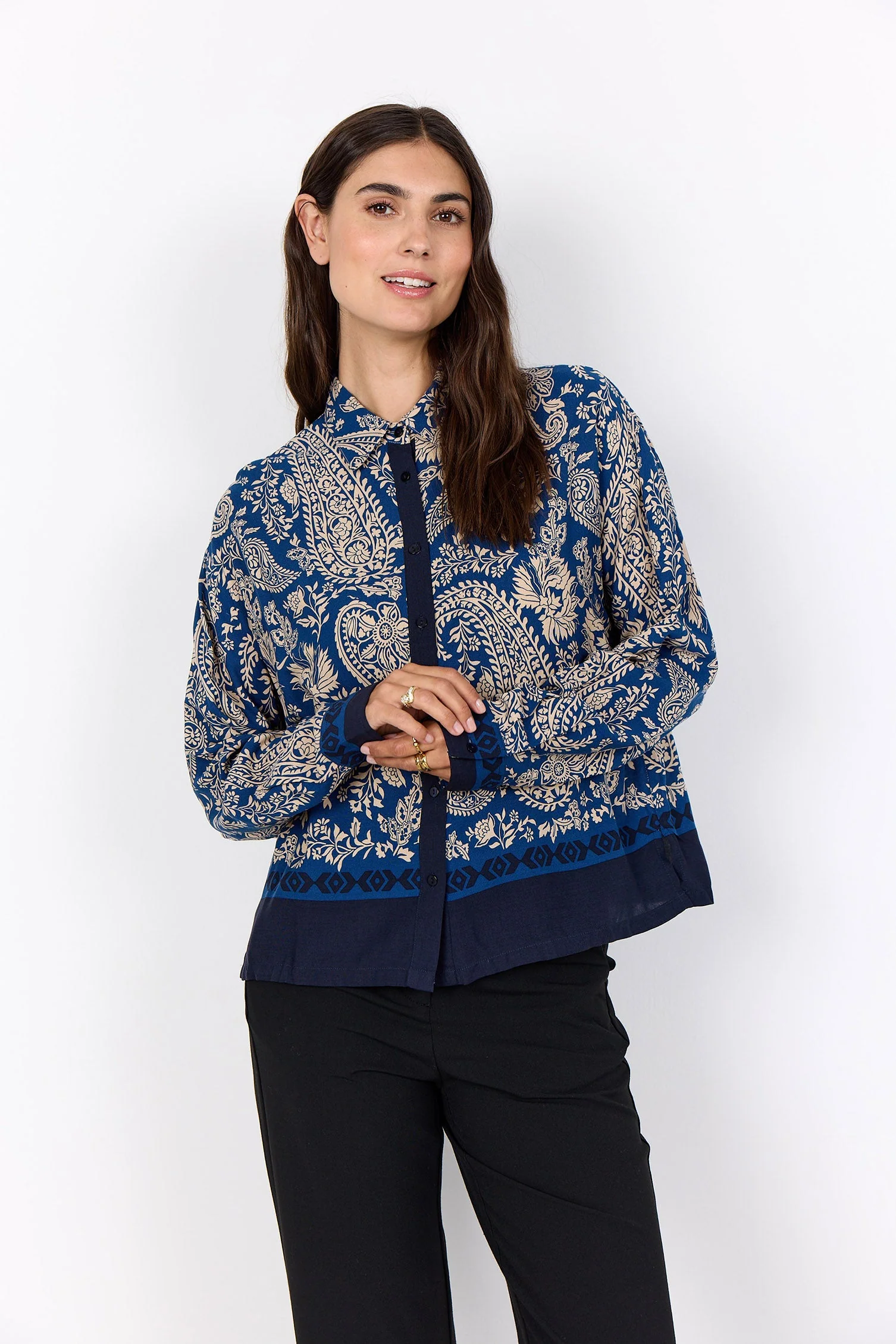 Valgerda Paisley Print Shirt - Estate Blue Combi - Image 2