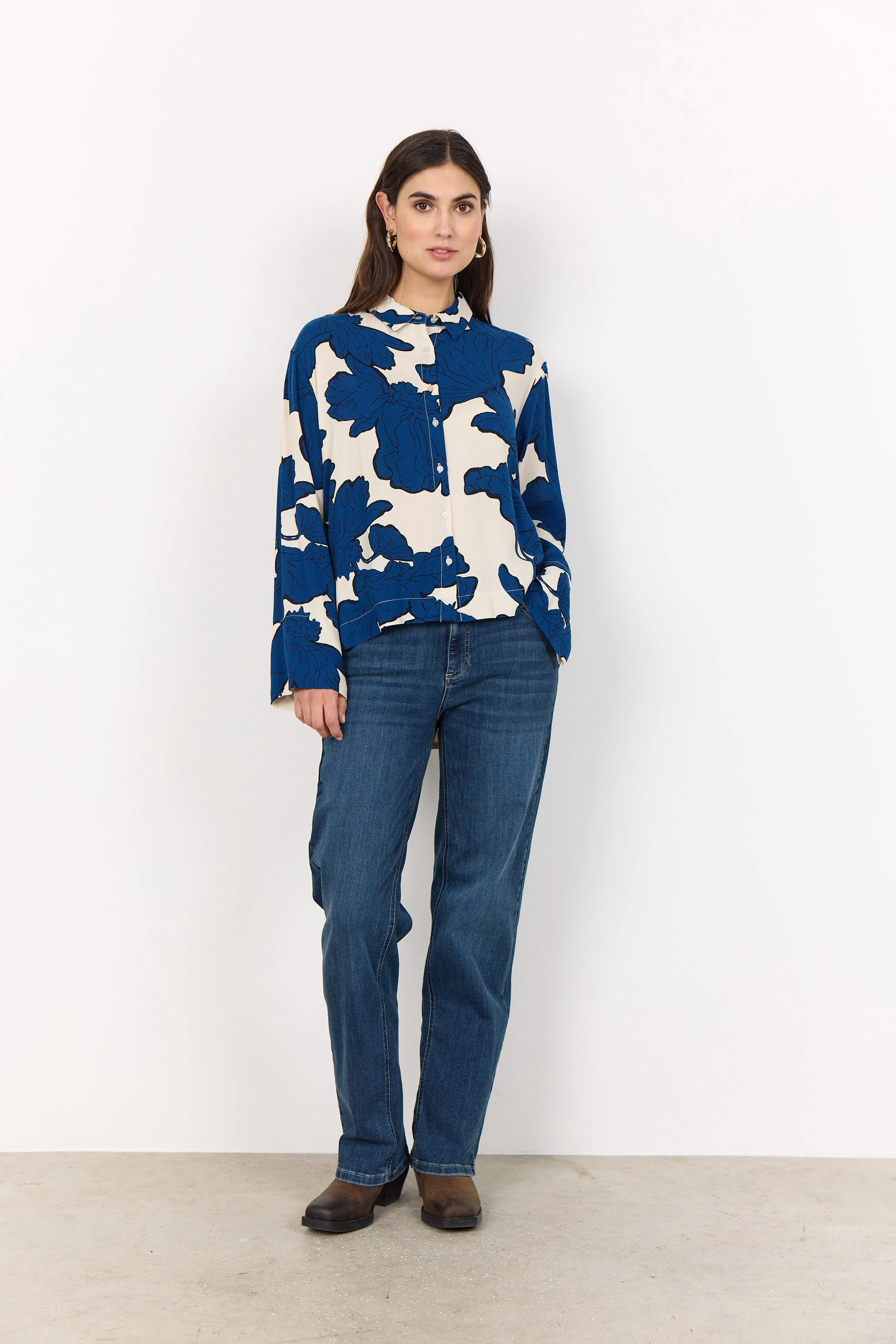 Vigdis Abstract Print Shirt - Estate Blue Combi - Image 2