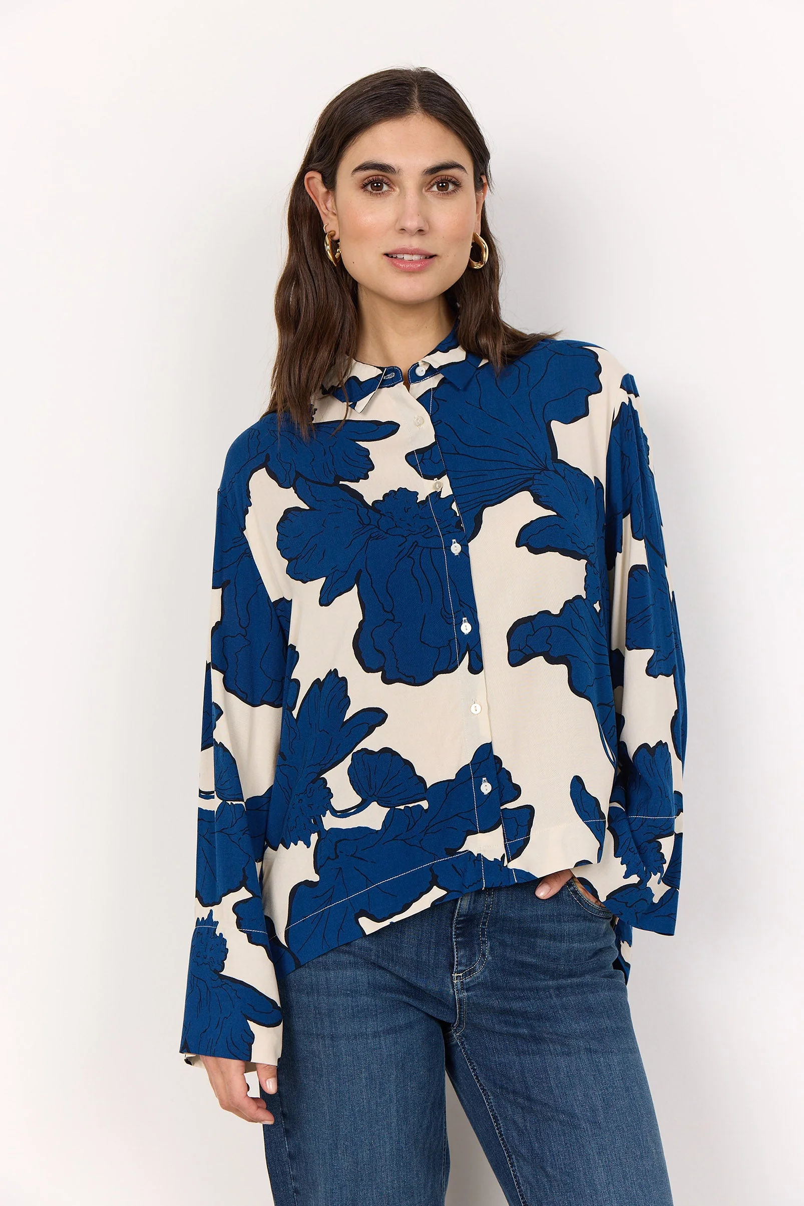Vigdis Abstract Print Shirt - Estate Blue Combi - Image 4