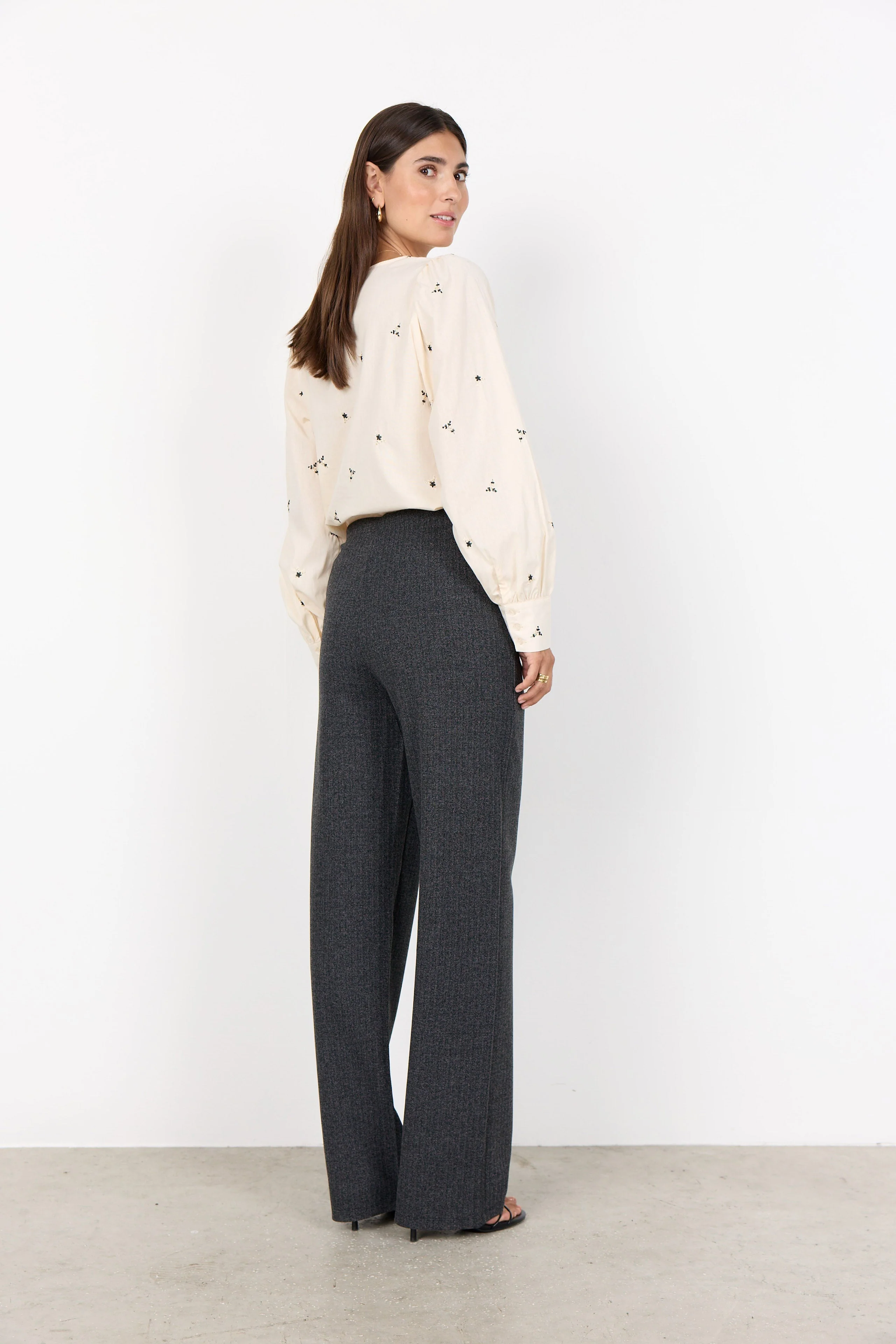Vinja Warm Handle Straight Leg Trousers - Dark Earth Melange Comb - Image 3