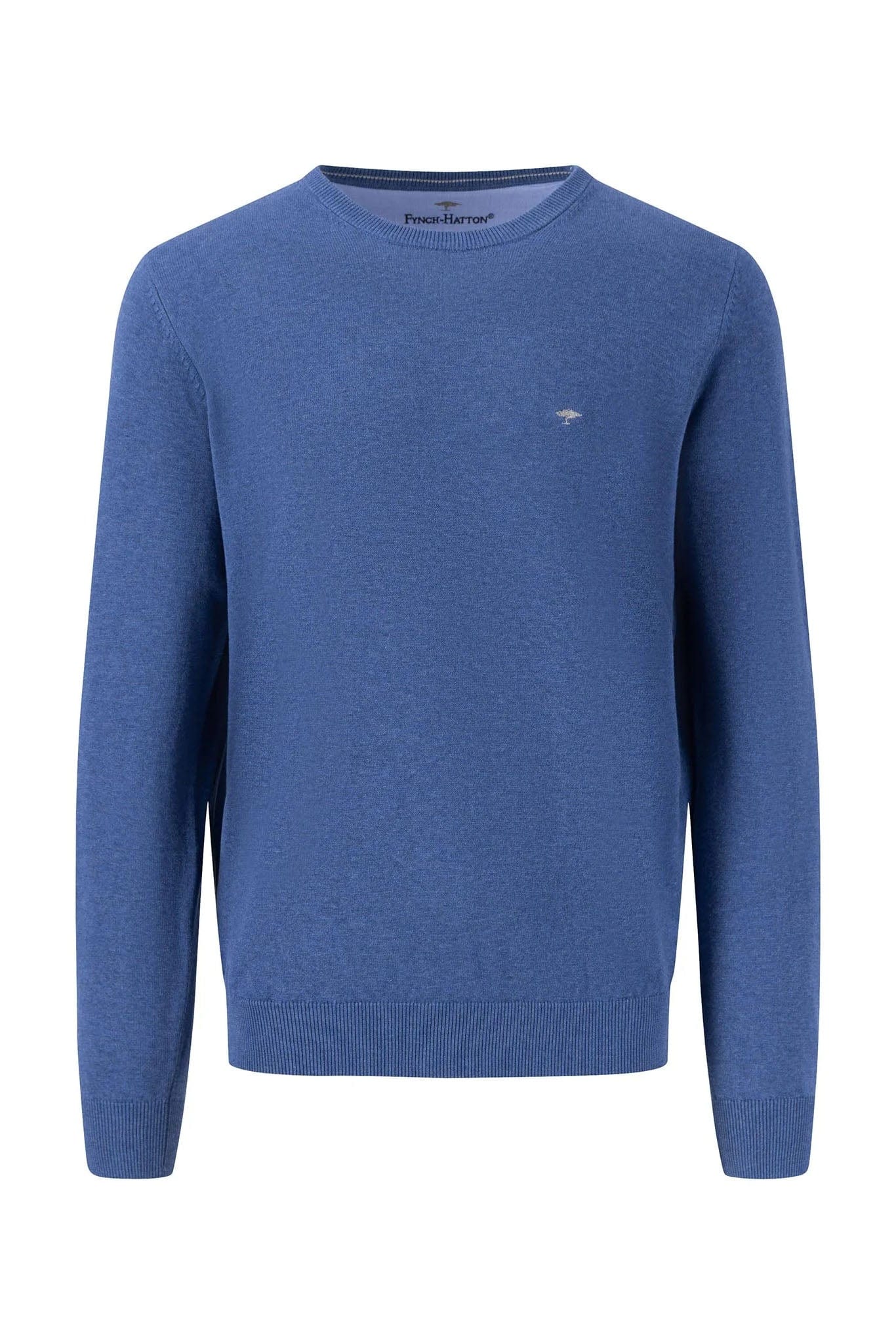 Superfine Cotton Crew Neck Jumper - Wave Blue