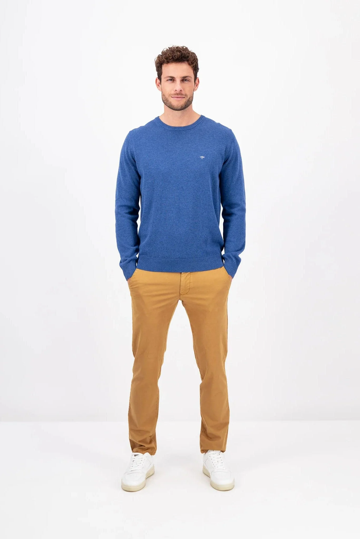 Superfine Cotton Crew Neck Jumper - Wave Blue - Image 3