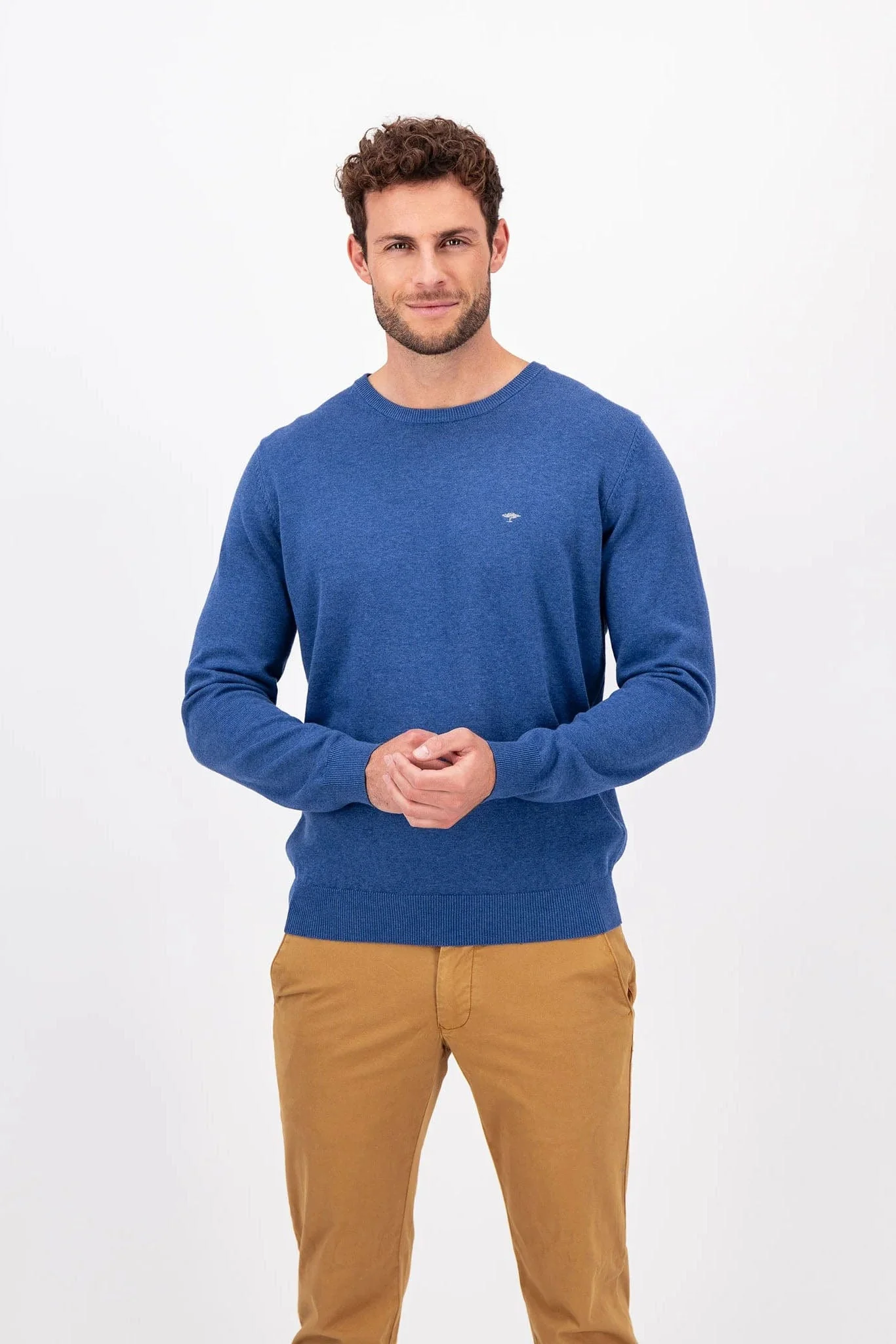Superfine Cotton Crew Neck Jumper - Wave Blue - Image 5