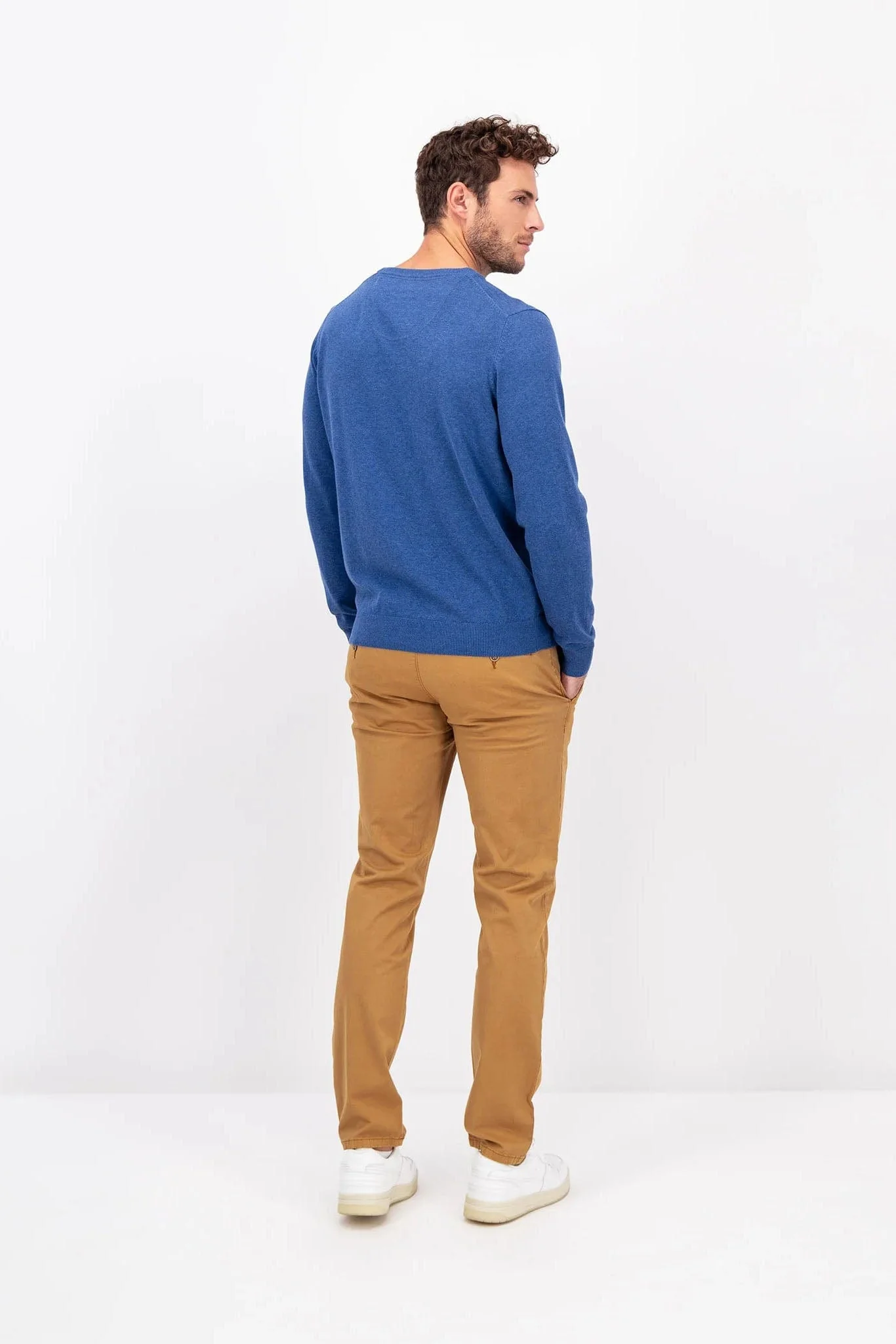 Superfine Cotton Crew Neck Jumper - Wave Blue - Image 6