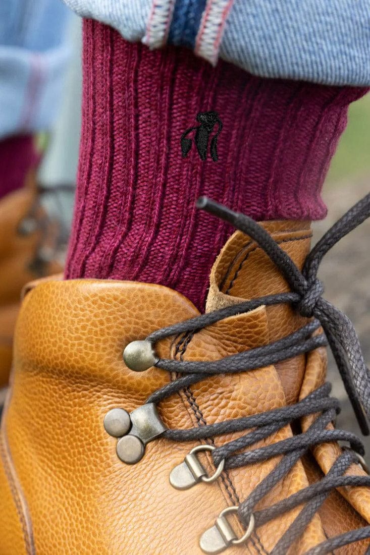 Bamboo Boot Sock - Burgundy - Image 2