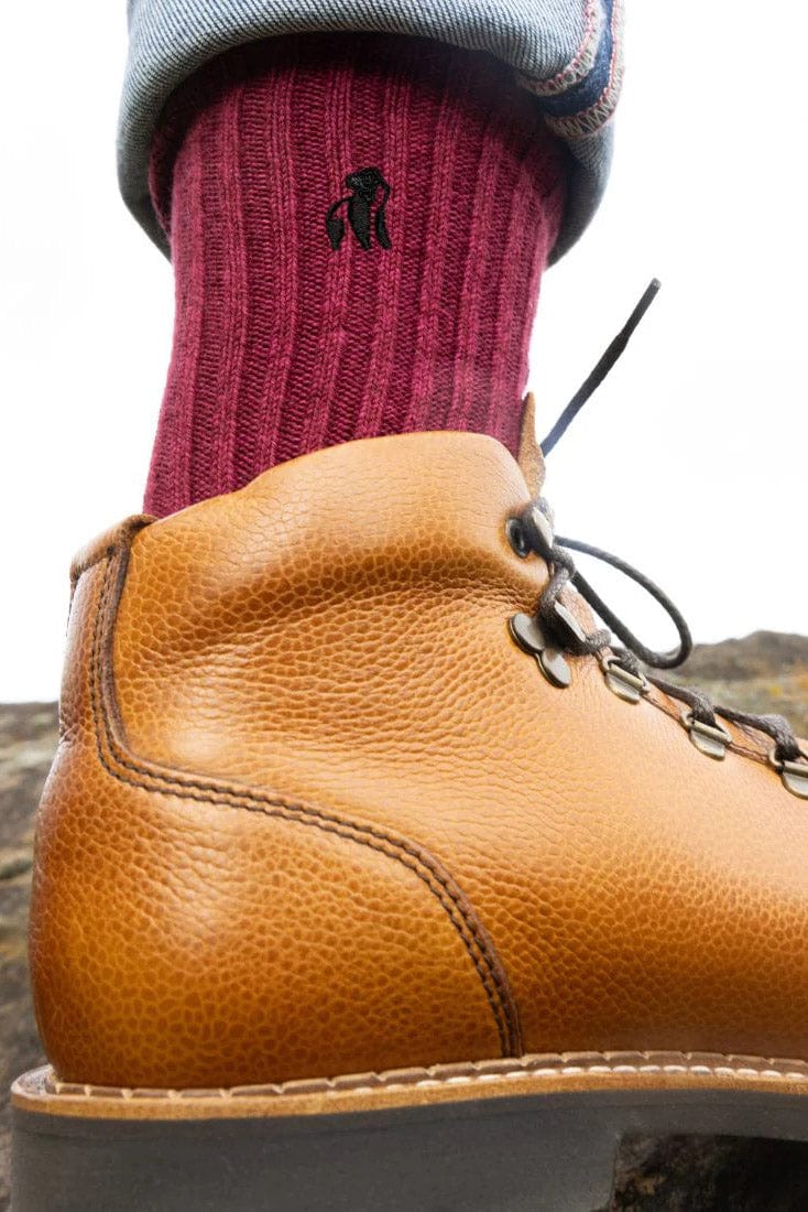 Bamboo Boot Sock - Burgundy - Image 3