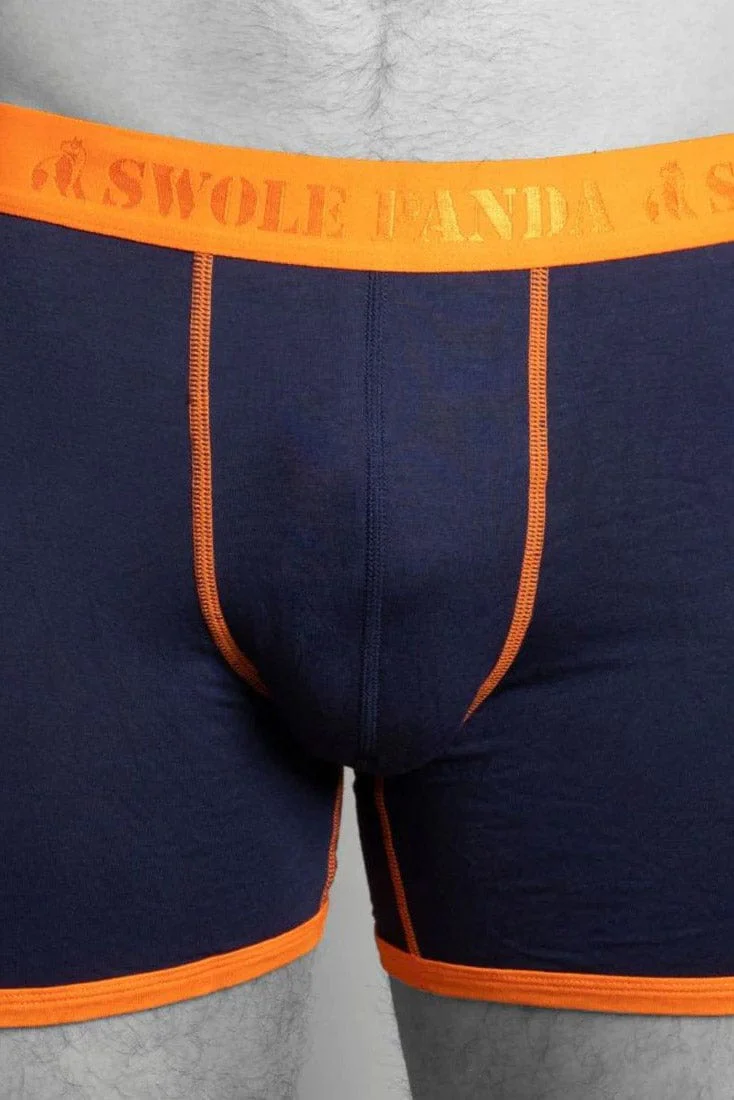 Bamboo Boxer Trunks 2 Pack - Navy/Blue Herringbone - Image 2