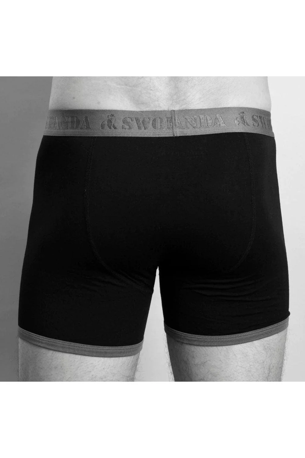 Bamboo Boxer Trunks - Black/Grey - Image 2