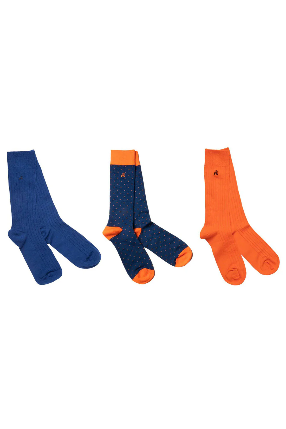 Box of 3 Bamboo Socks - Blue/Orange
