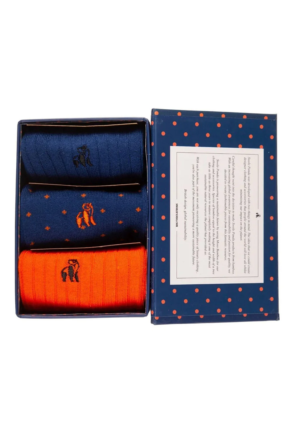 Box of 3 Bamboo Socks - Blue/Orange - Image 2