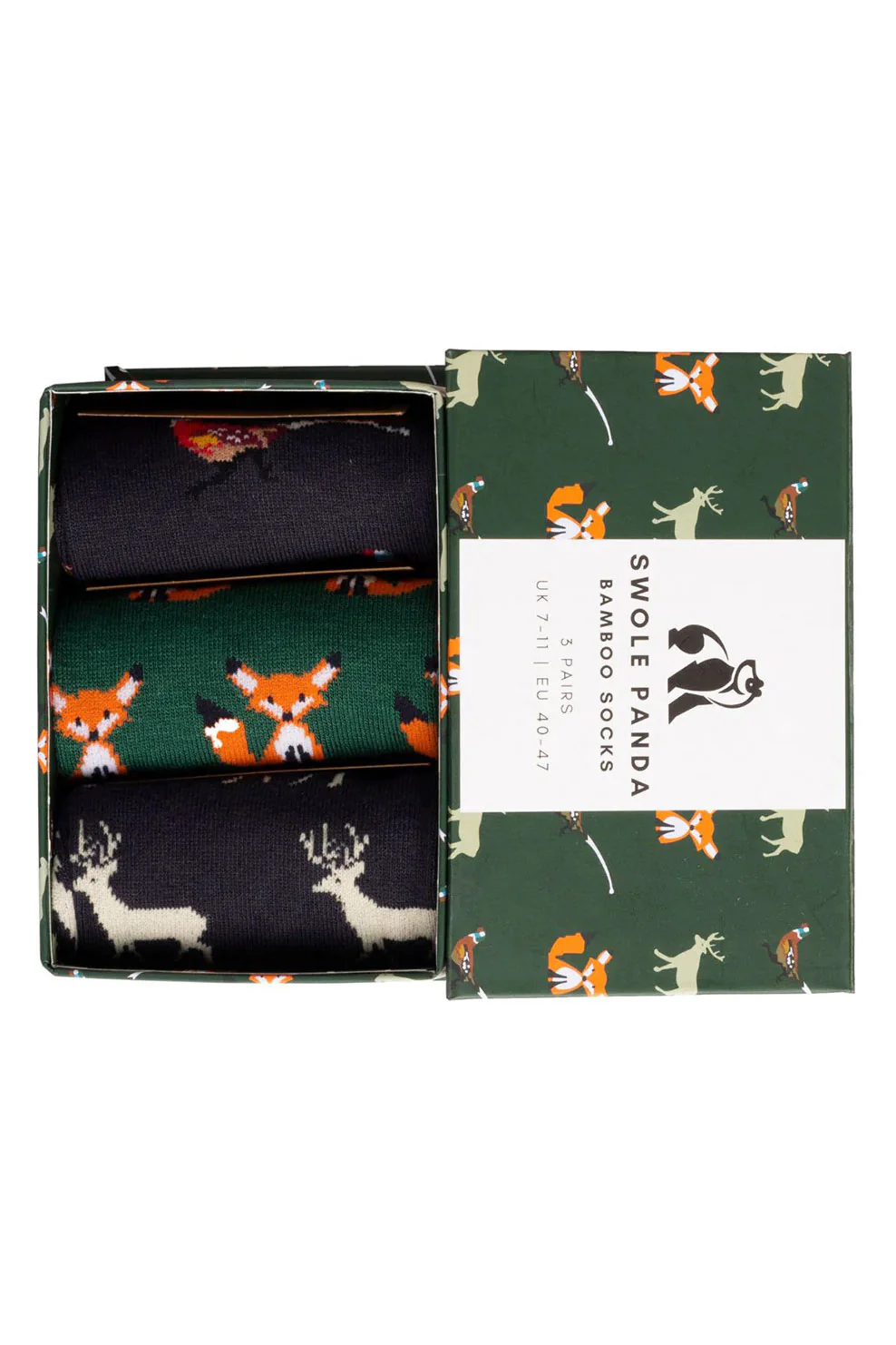 Countryside Box of 3 Bamboo Socks - Green/Blue - Image 3