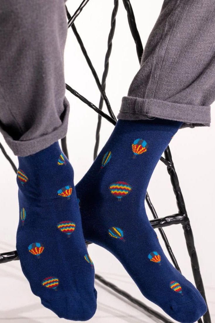 Hot Air Balloon Bamboo Socks - Blue - Image 2