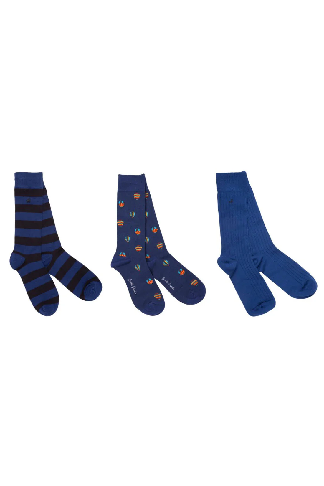 Hot Air Balloon Box of 3 Bamboo Socks - Blue