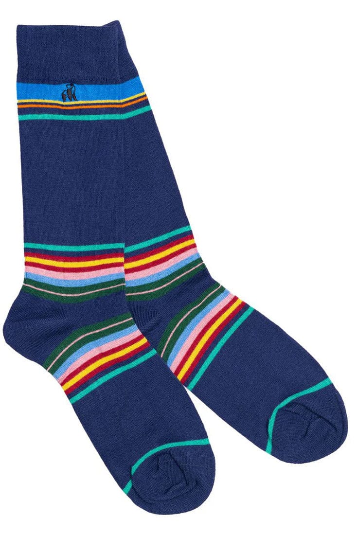 Multi Stripe Bamboo Socks - Royal Blue