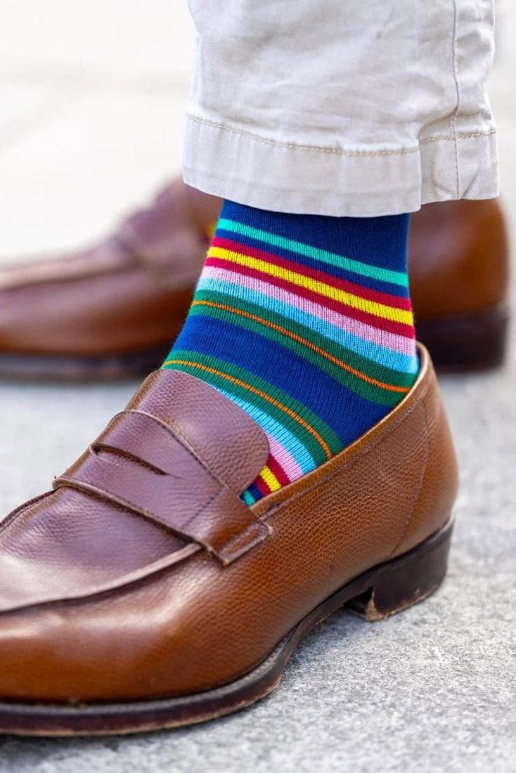 Multi Stripe Bamboo Socks - Royal Blue - Image 2
