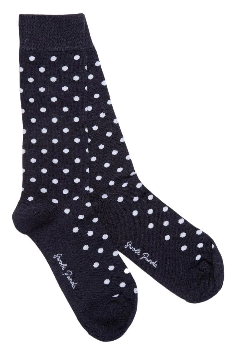 Polka Dot Bamboo Socks - Navy/White
