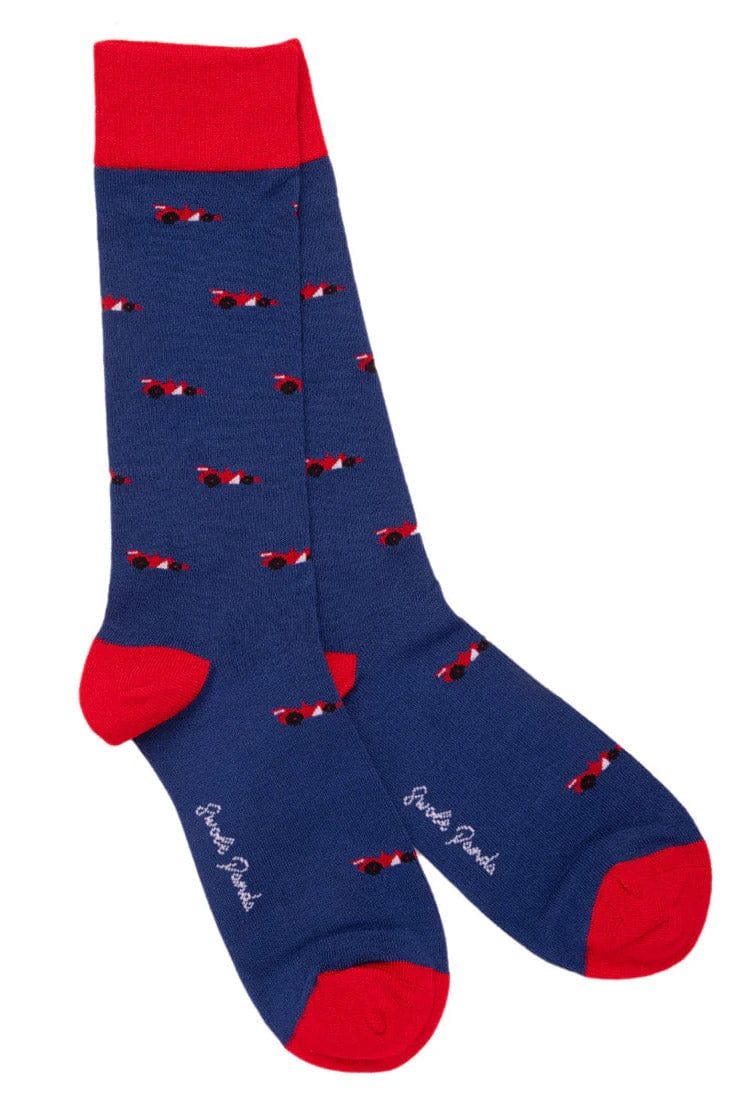 Racing Cars Bamboo Socks - Blue