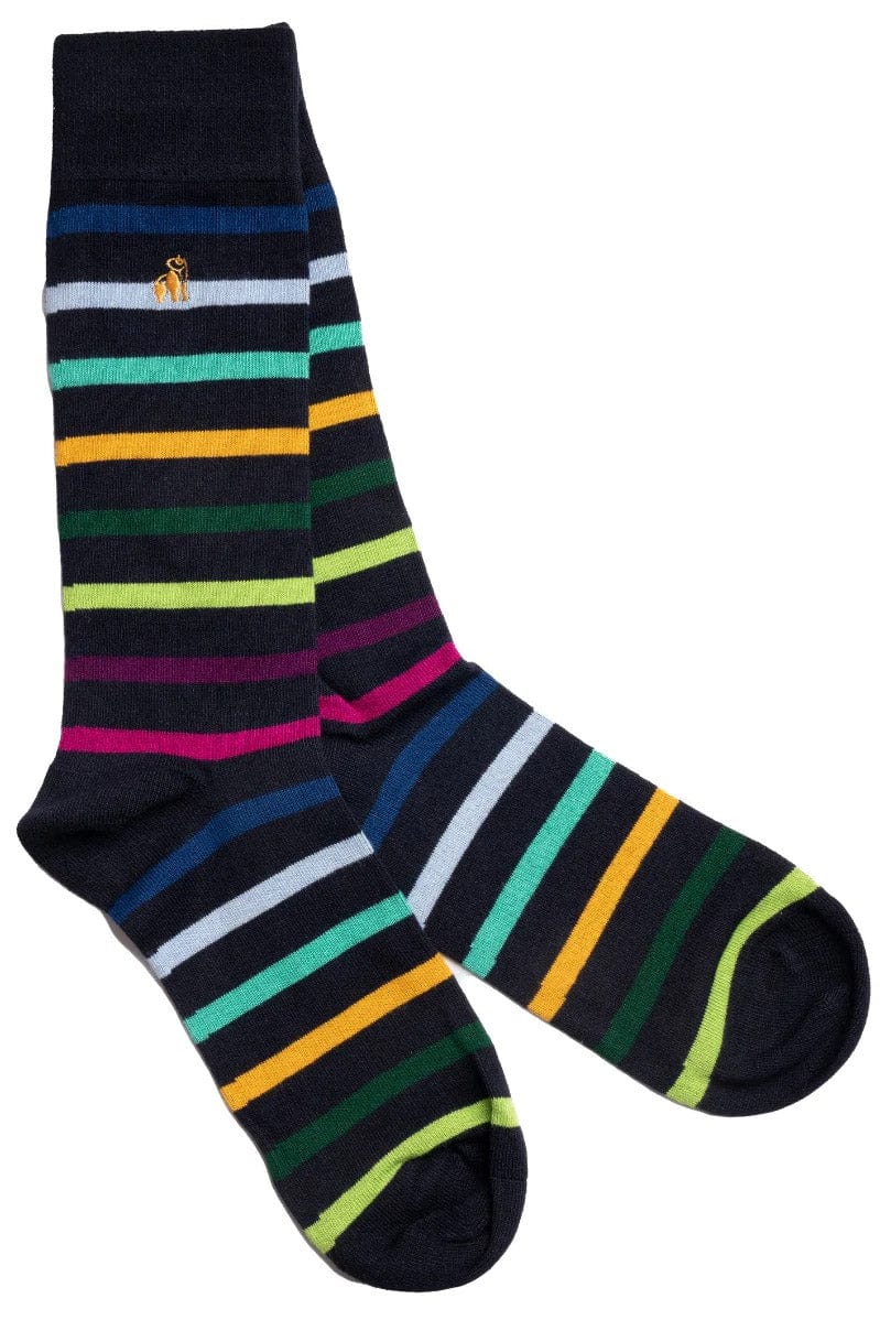 Stripe Bamboo Socks - Black/Multi
