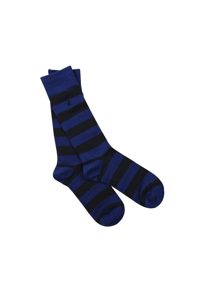 Striped Bamboo Socks - Charcoal/Navy