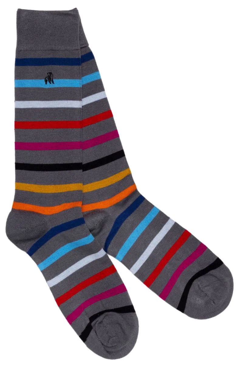 Striped Bamboo Socks - Grey/Multi