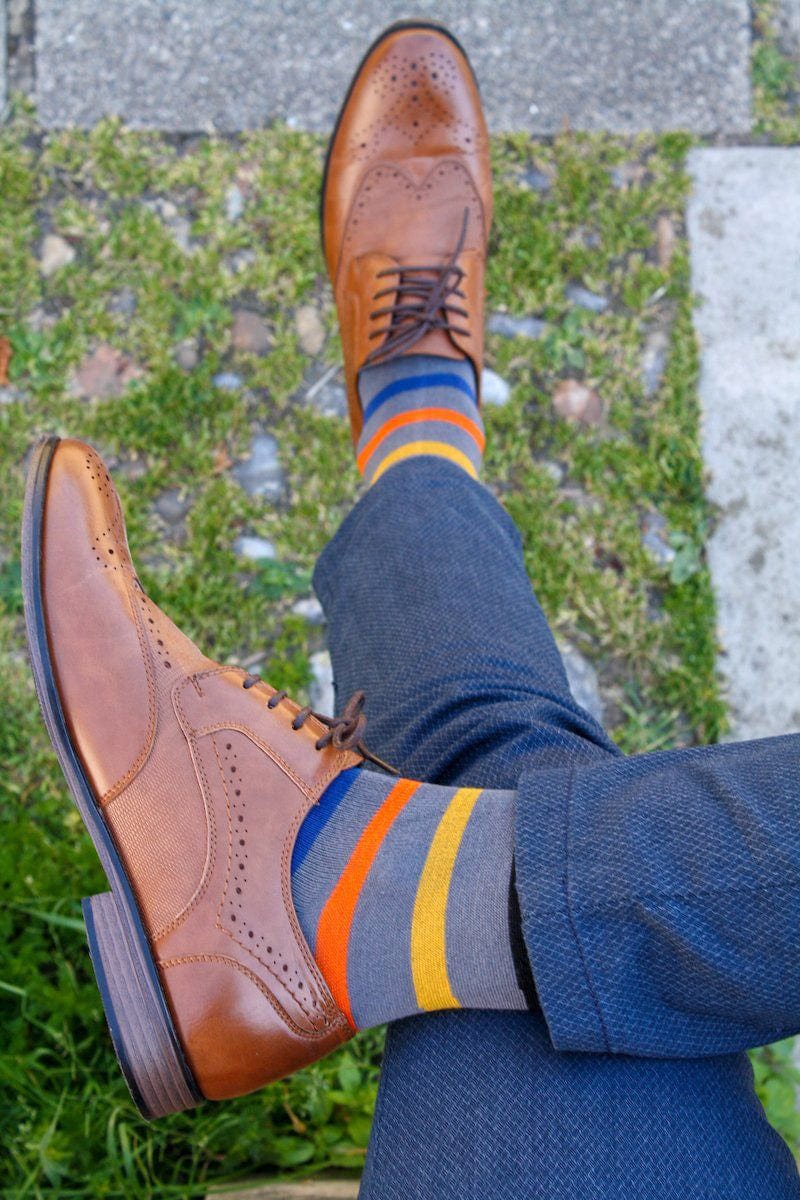 Striped Bamboo Socks - Grey/Multi - Image 2