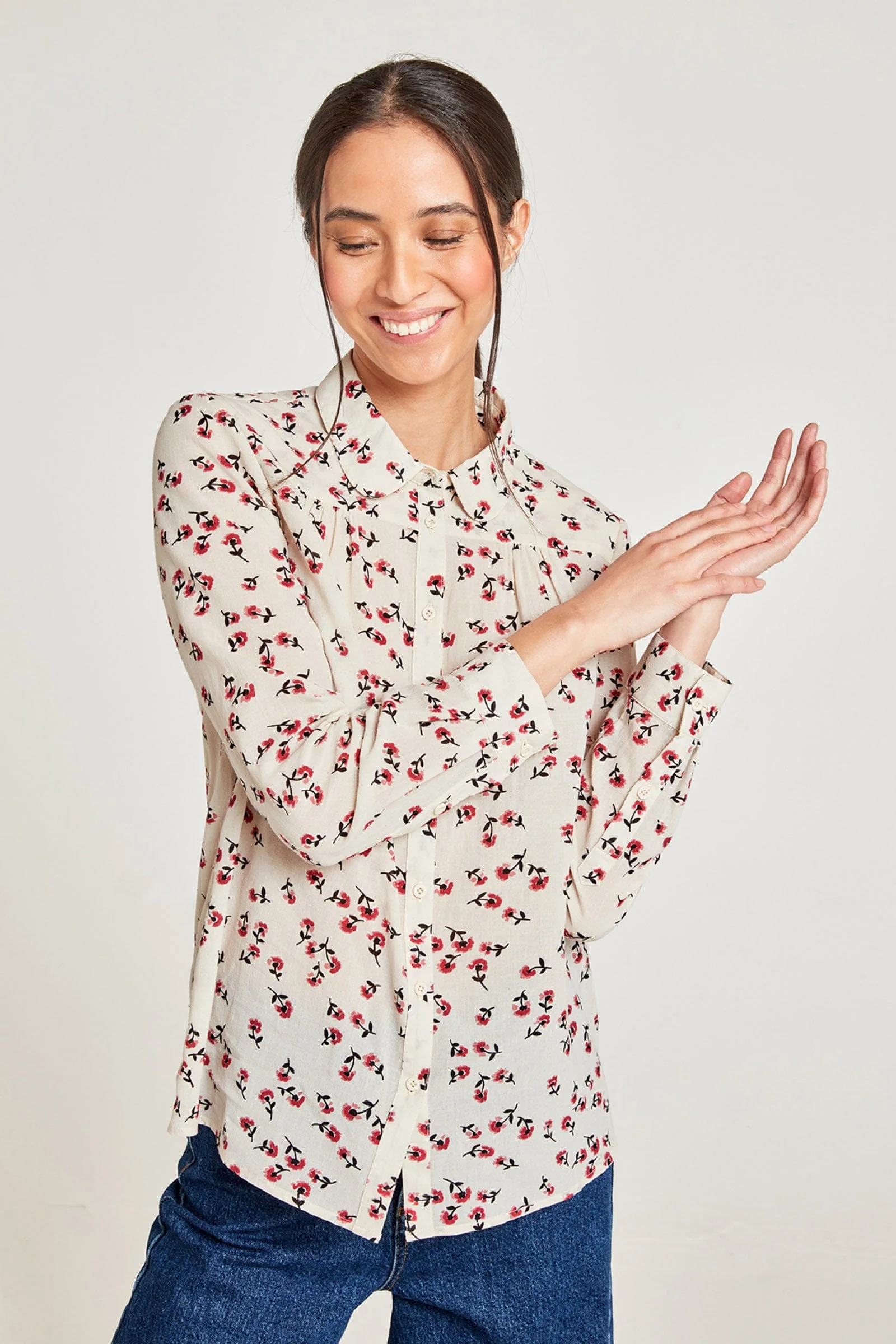 Eloise Organic Cotton Blouse - Stone White - Image 2