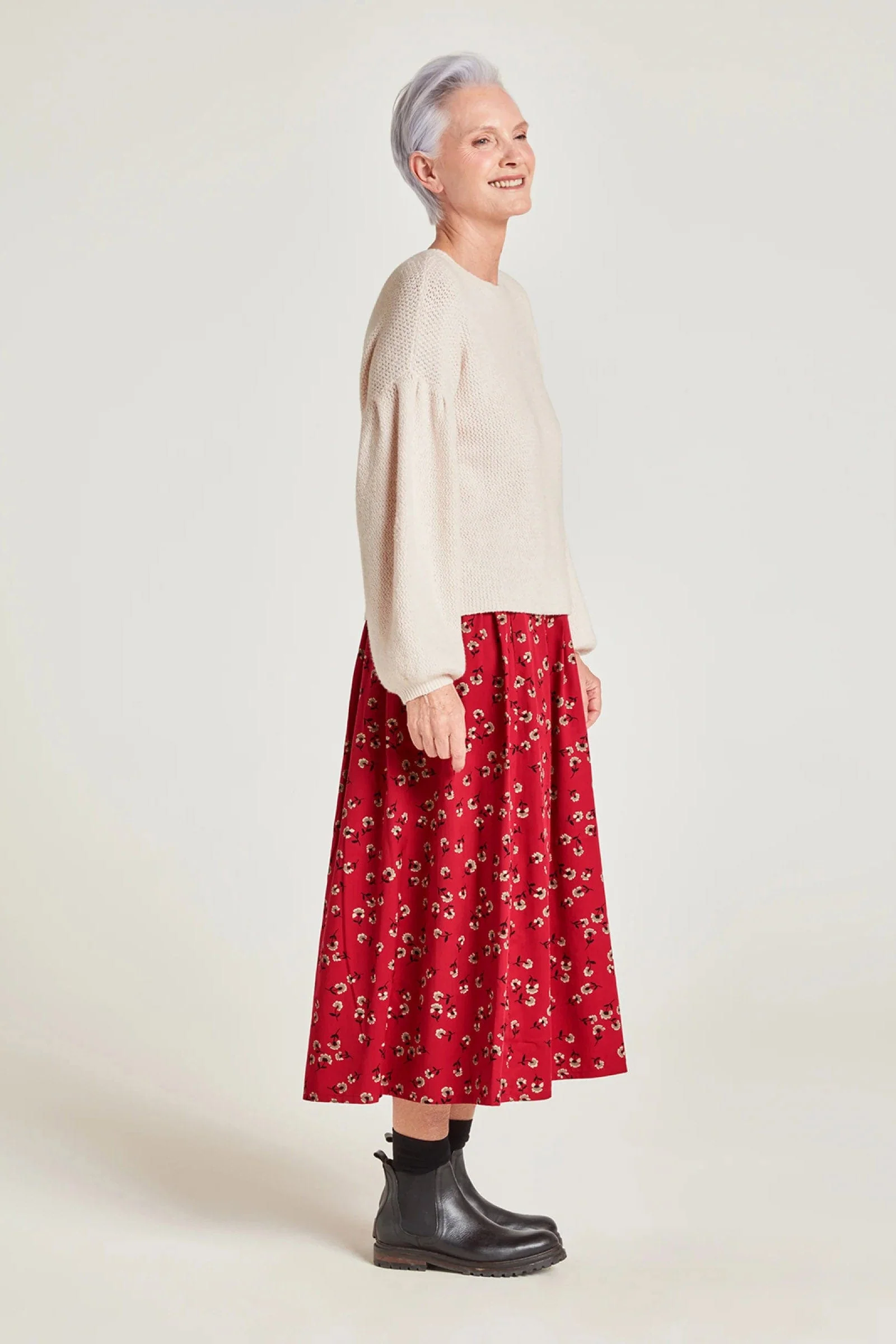 Eloise Tencel Pleated Midi Skirt - Raspberry Pink - Image 4