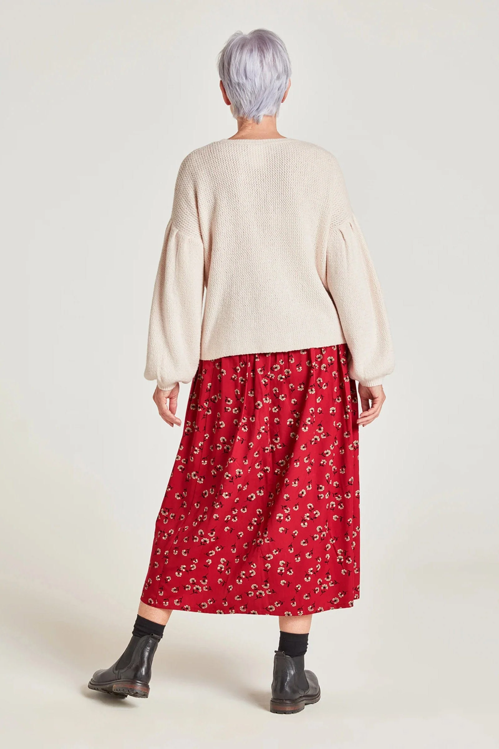 Eloise Tencel Pleated Midi Skirt - Raspberry Pink - Image 5