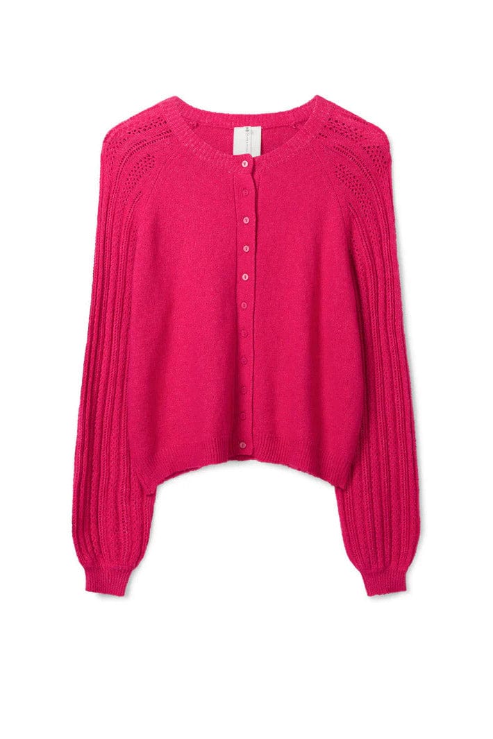 Florna Organic Cotton Fluffy Cardigan - Radish Pink