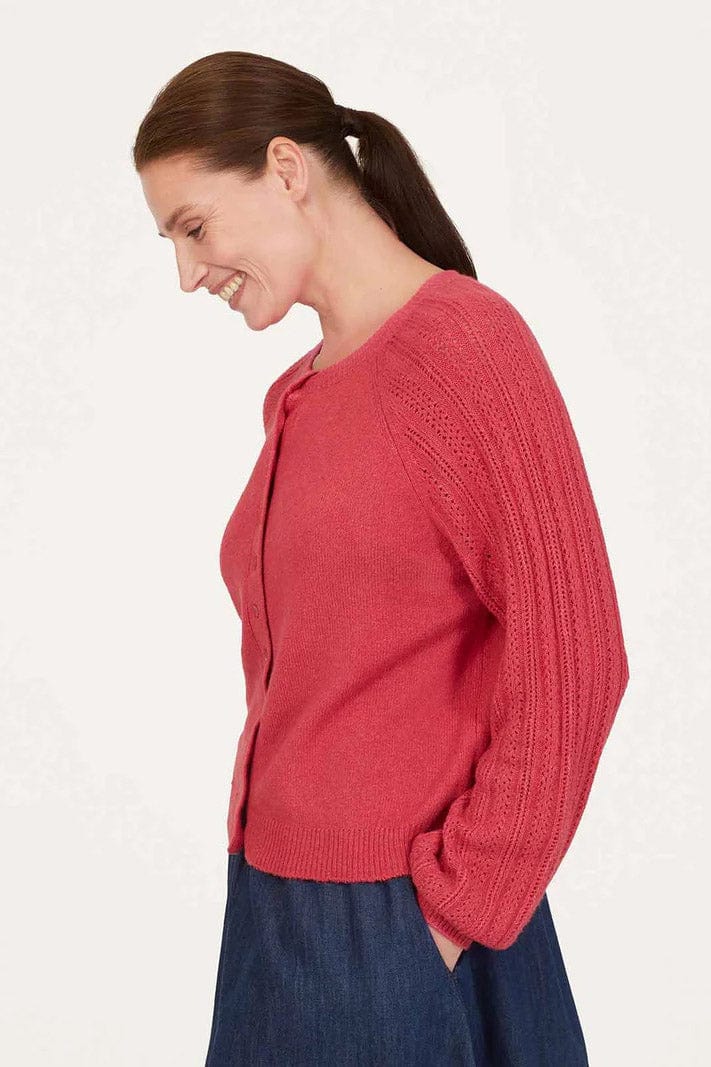 Florna Organic Cotton Fluffy Cardigan - Radish Pink - Image 5