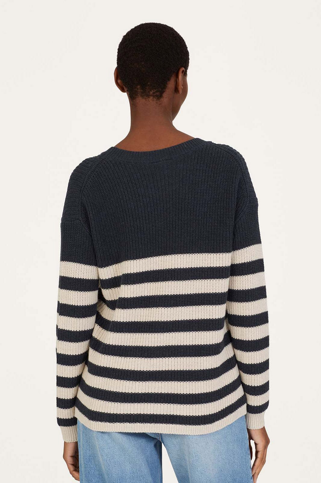 Gianna Organic Cotton Striped Jumper - Navy - Image 4