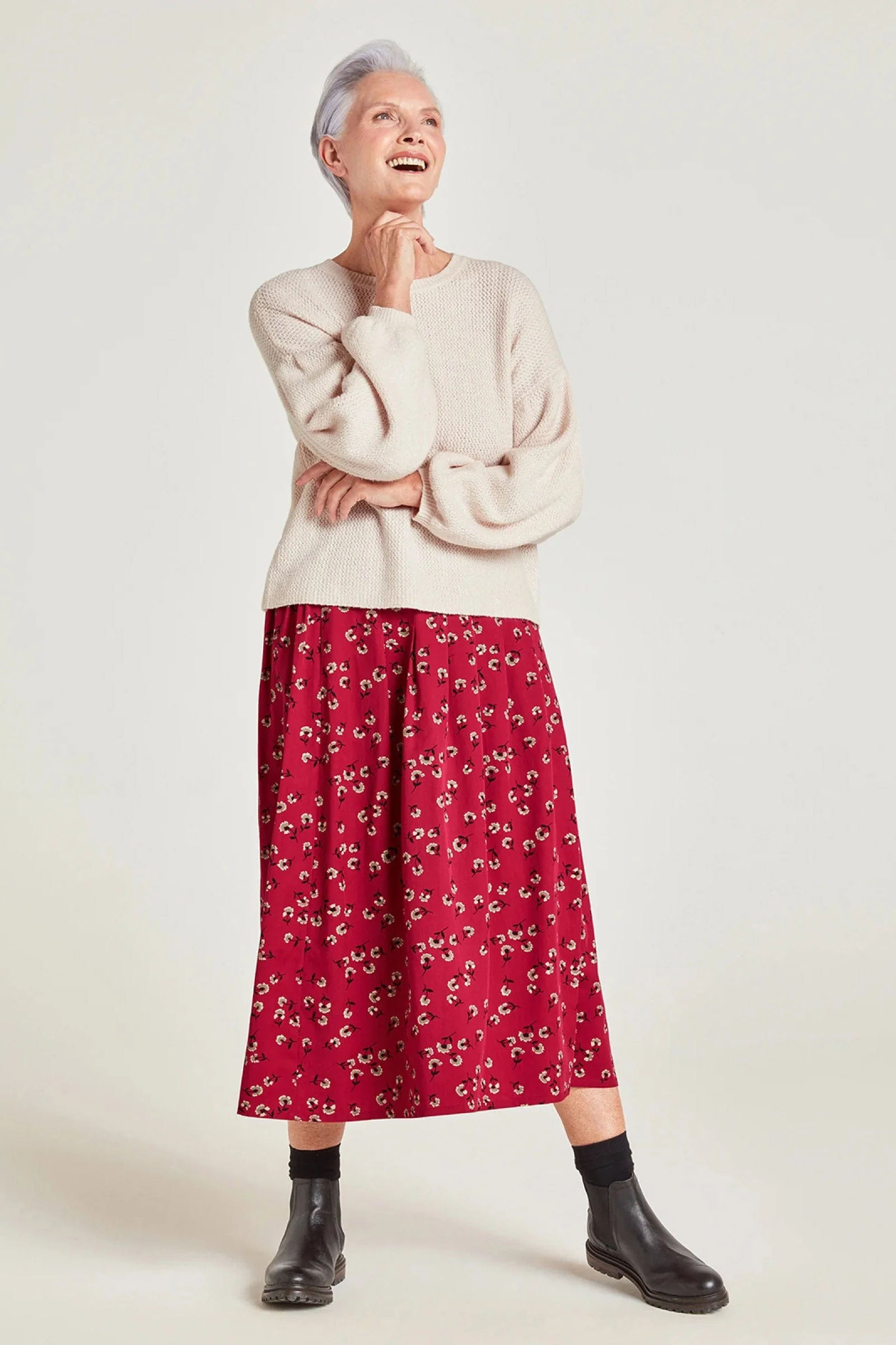 Ilianna Organic Cotton Knit Jumper - Stone White - Image 2