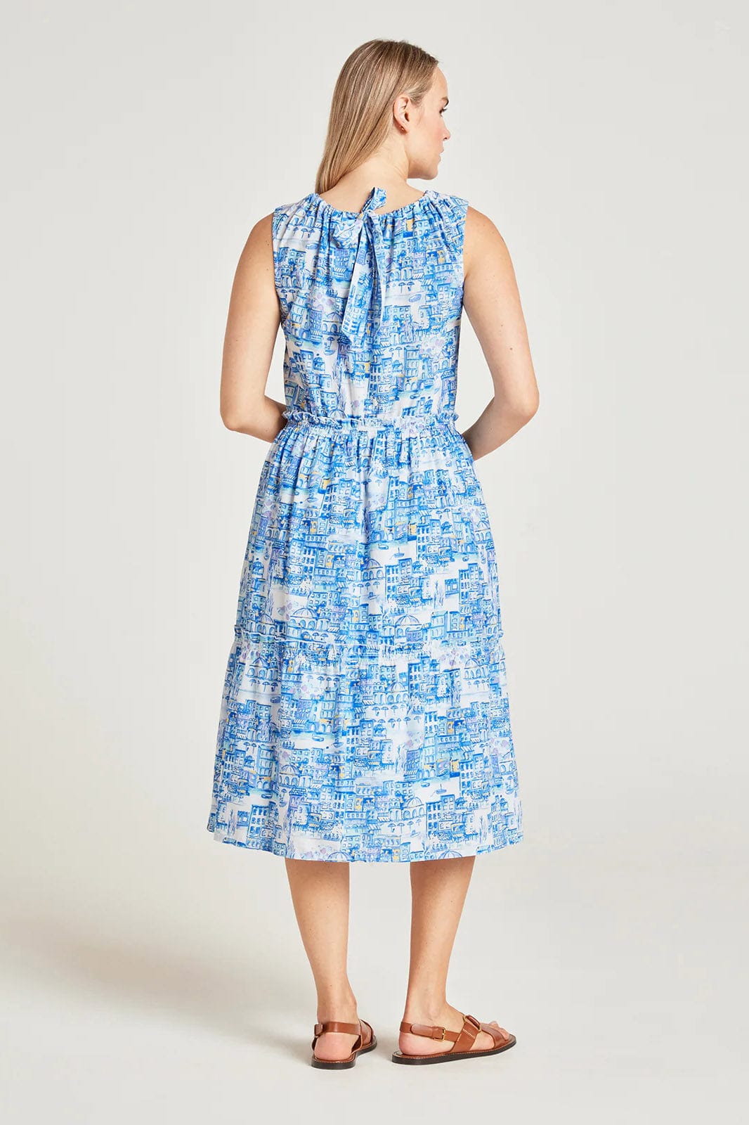 Imogen Organic Cotton Toile De Jouy Dress - Azure Blue - Image 5