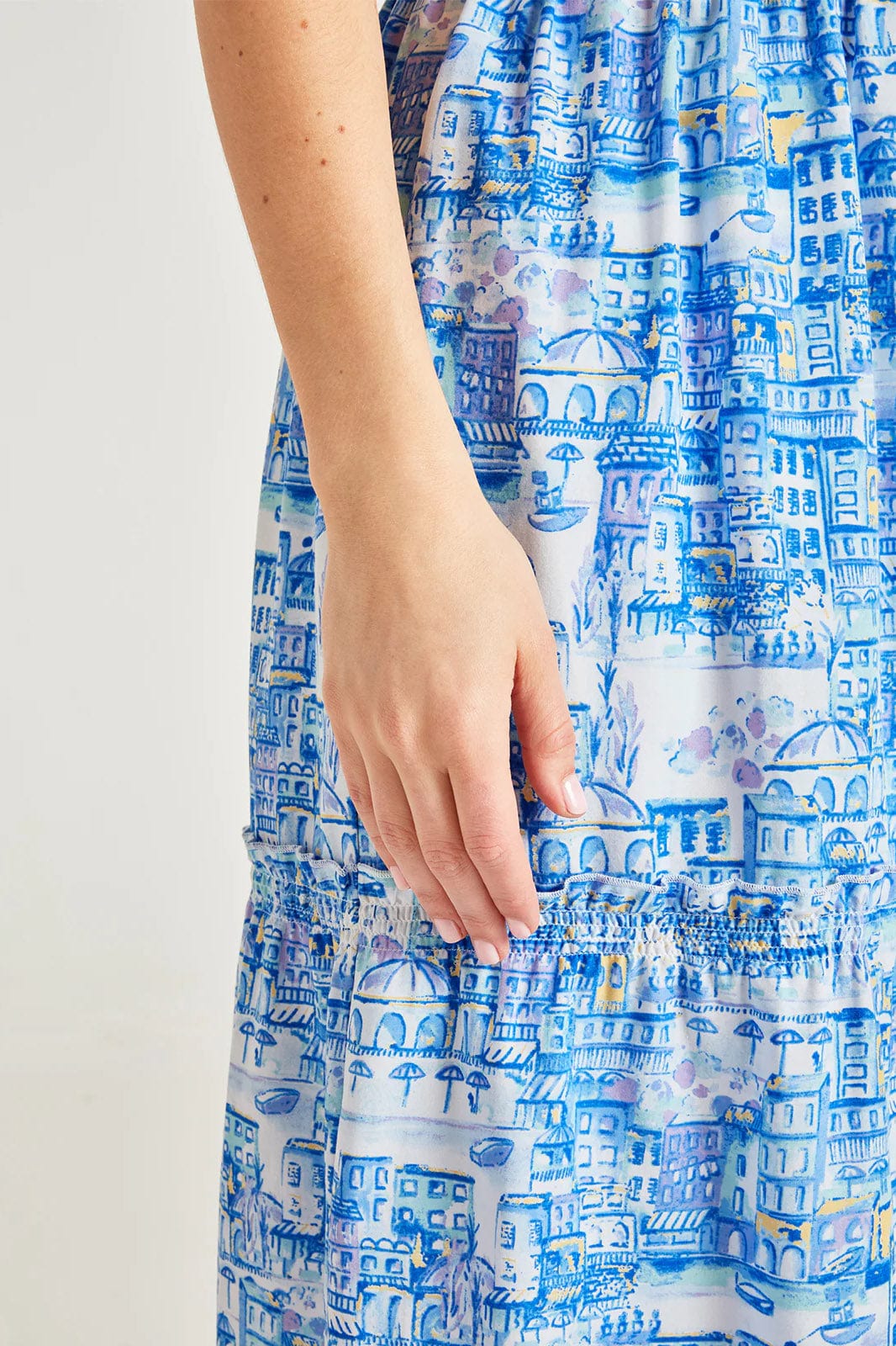 Imogen Organic Cotton Toile De Jouy Dress - Azure Blue - Image 7