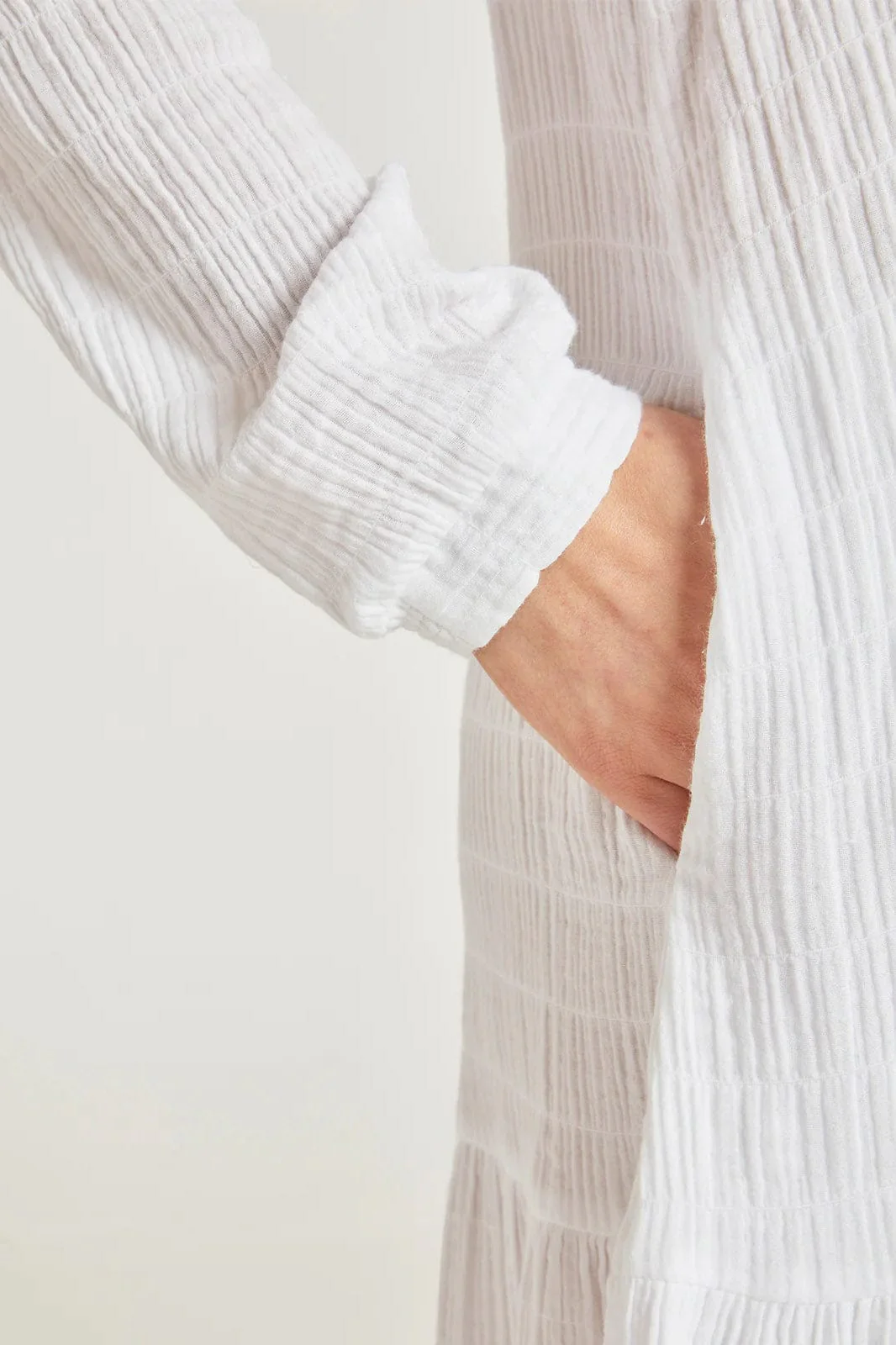 Laelia Organic Cotton Cheesecloth Midi Dress - White - Image 8
