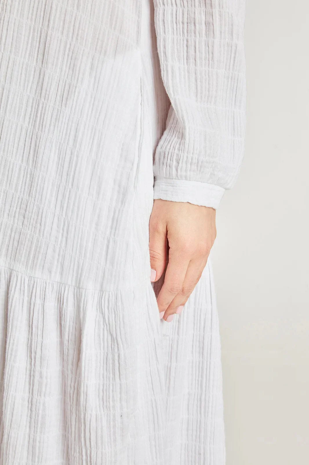 Laelia Organic Cotton Cheesecloth Midi Dress - White - Image 9
