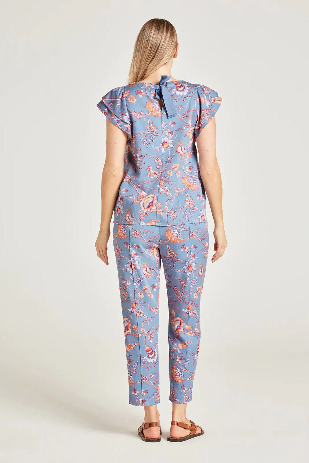 Meadow Frill Sleeve Tencel Top - Lavender Blue - Image 3