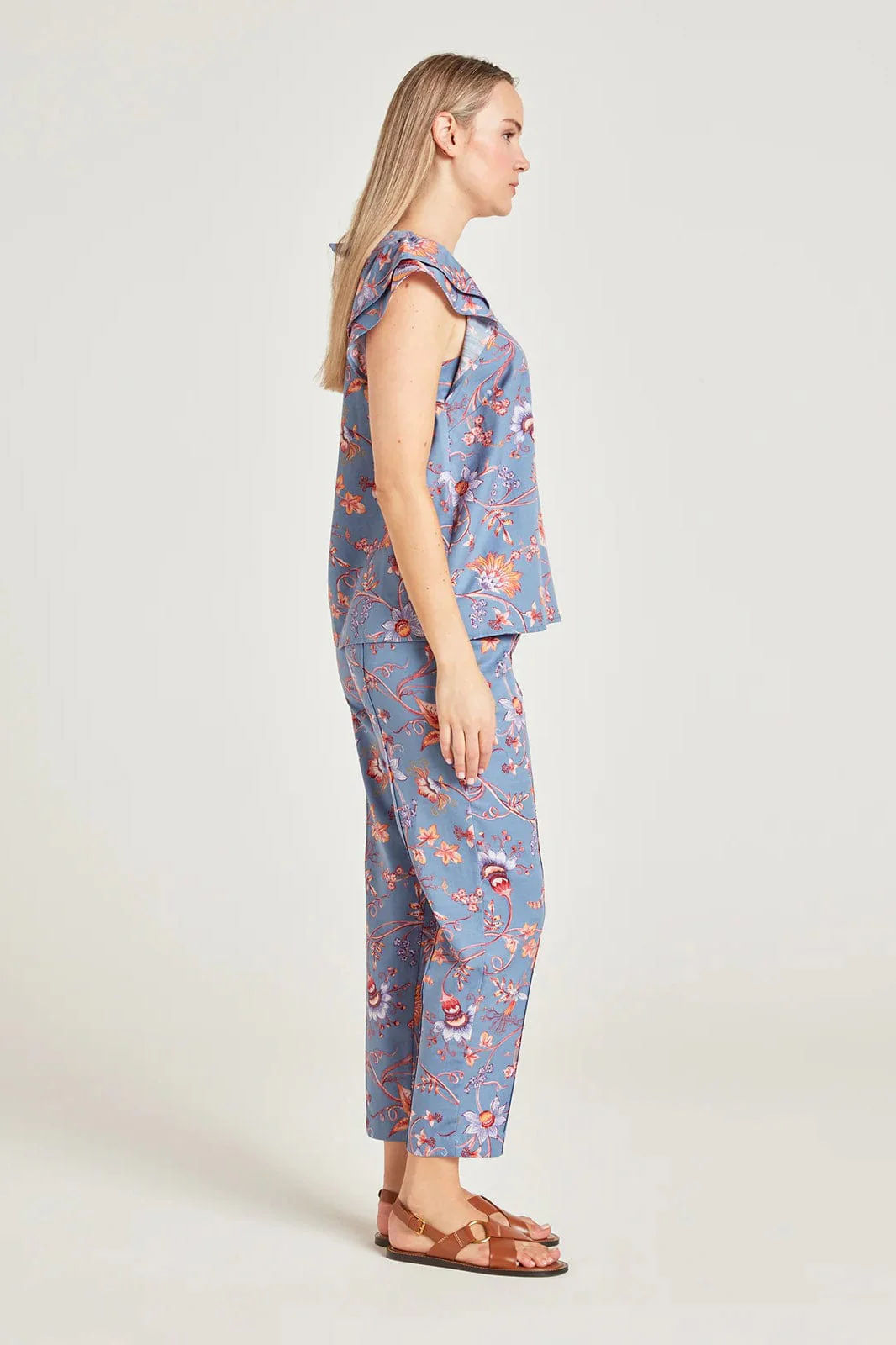 Meadow Frill Sleeve Tencel Top - Lavender Blue - Image 4