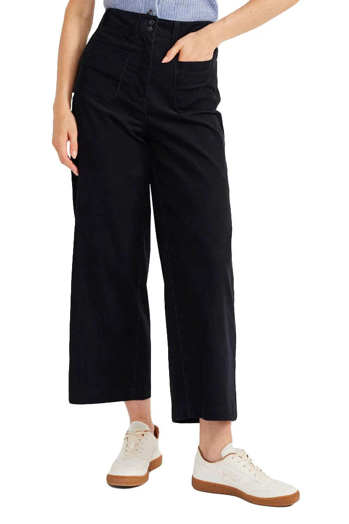 Milou Organic Cotton Corduroy Wide Leg Culottes - Black