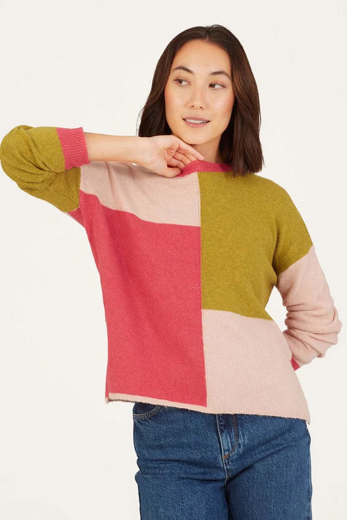 Stef Organic Cotton Fluffy Colour Block Jumper - Image 3